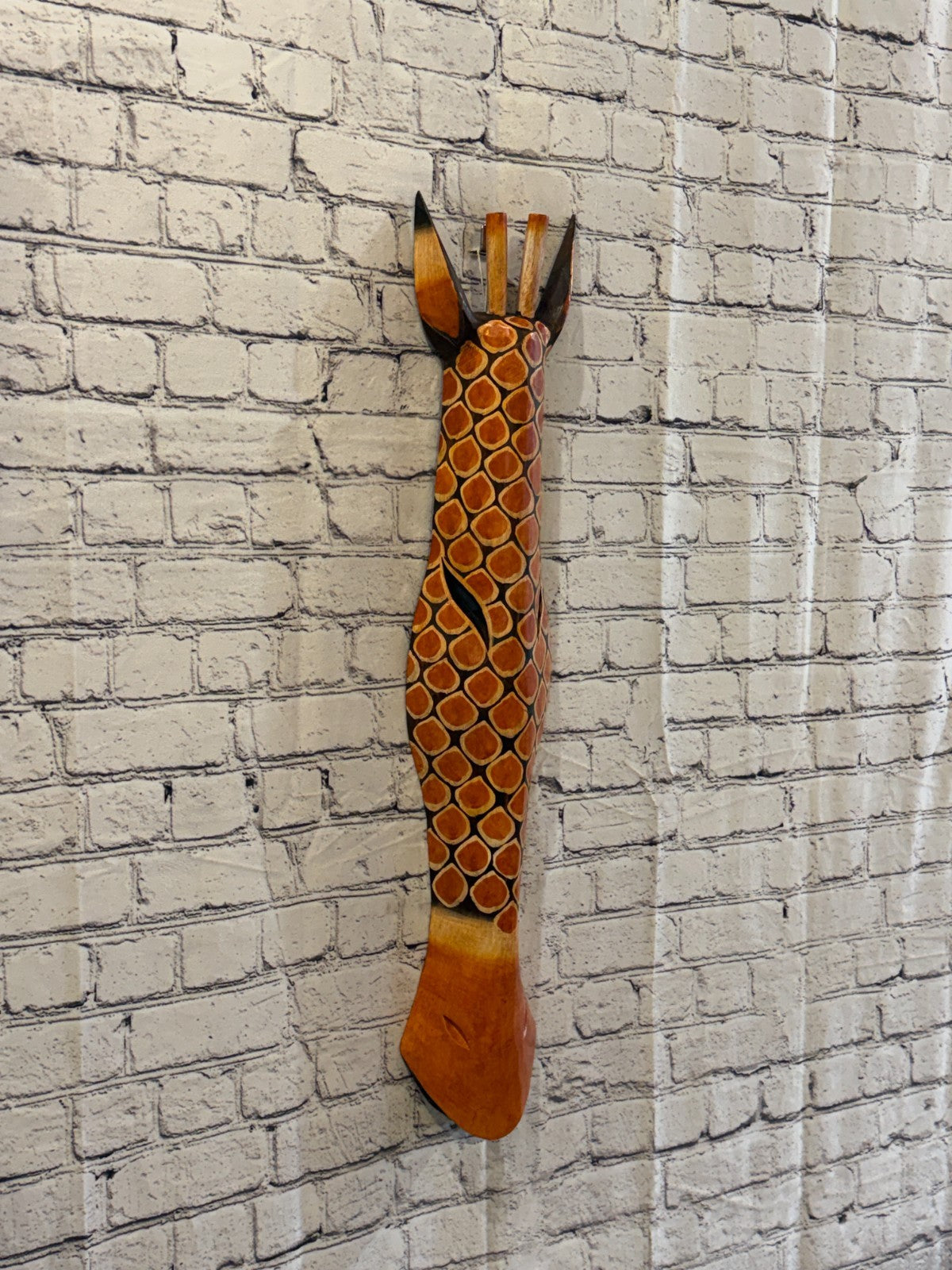80cm Giraffe Plain Hand Carved Fair Trade Wooden Animal Wall Art Wall Hang Mask0