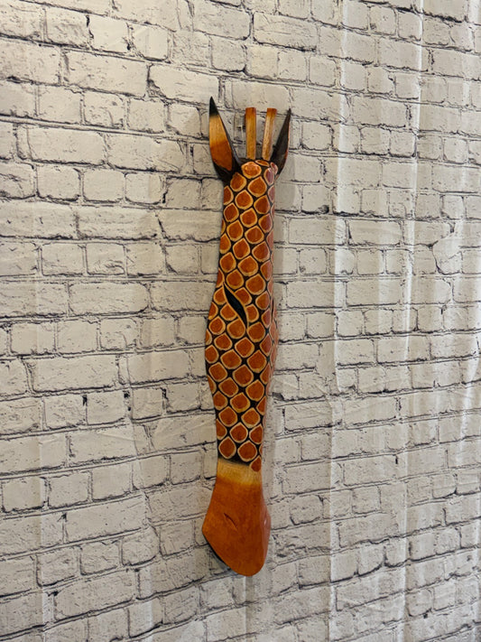 80cm Giraffe Plain Hand Carved Fair Trade Wooden Animal Wall Art Wall Hang Mask0
