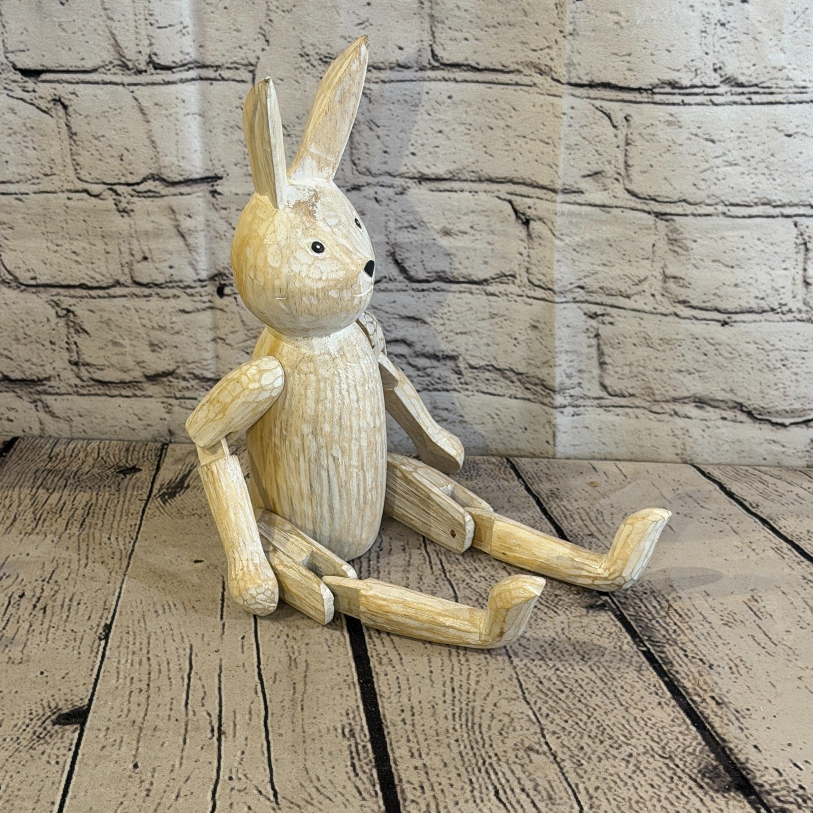 25cm Brown Bunny Rabbit Sitting Animal, Wooden Shelf Ornament Handmade Fairtrade2