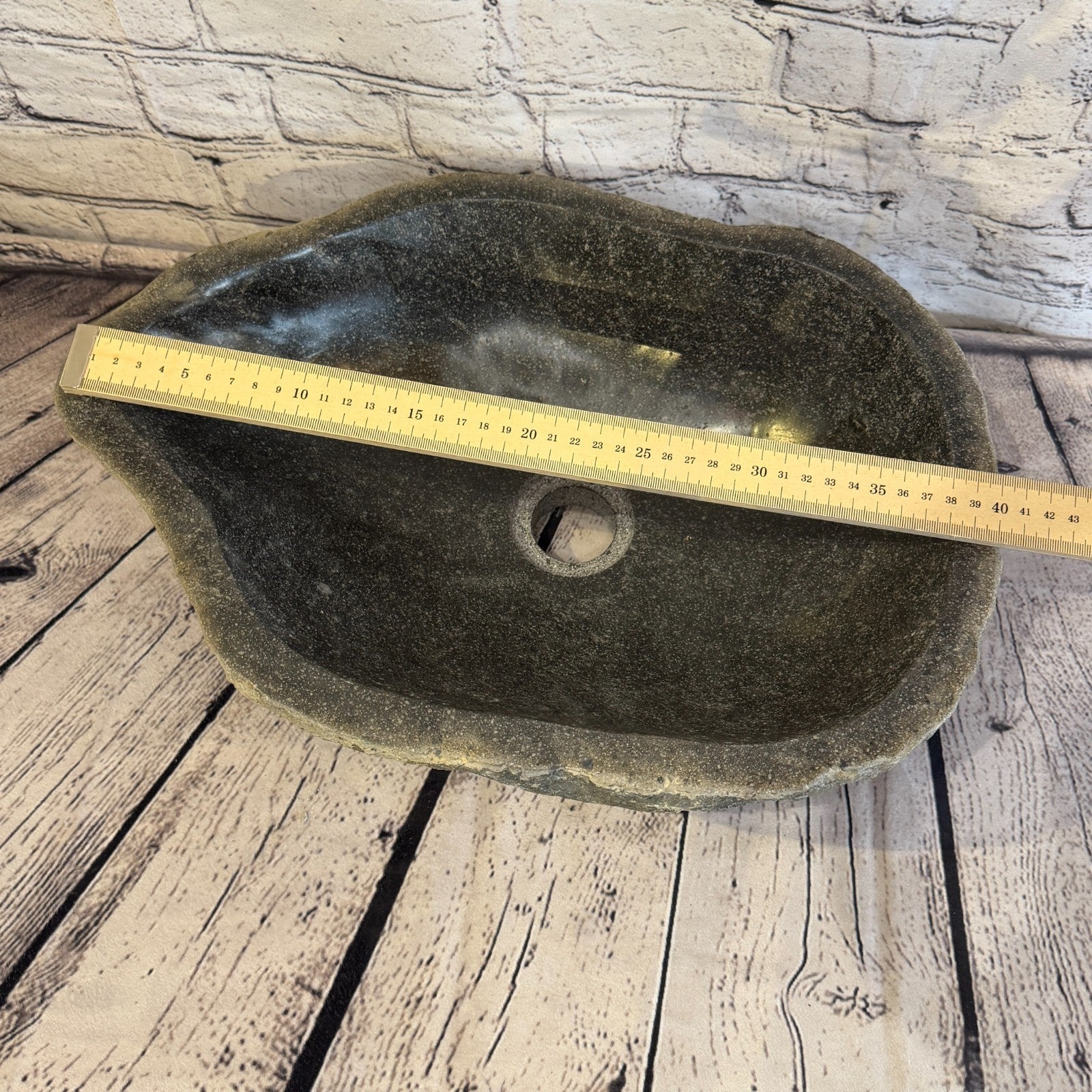 40cm x 30cm Wash Basin Bathroom Counter Top Washing River Stone Bowl Sink No 117