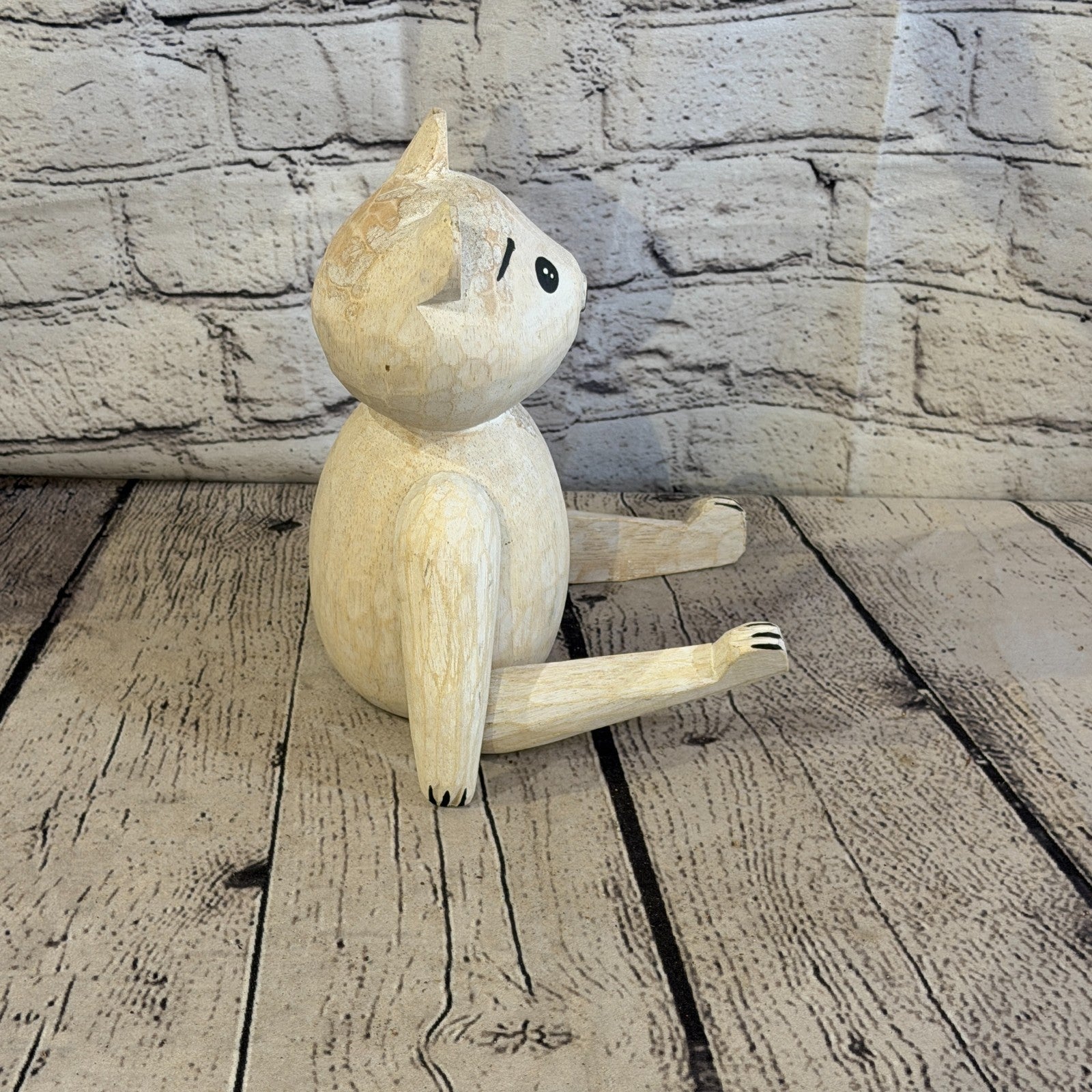 20cm Brown Teddy Bear Sitting Animal, Wooden Shelf Ornament Handmade & Fairtrade3
