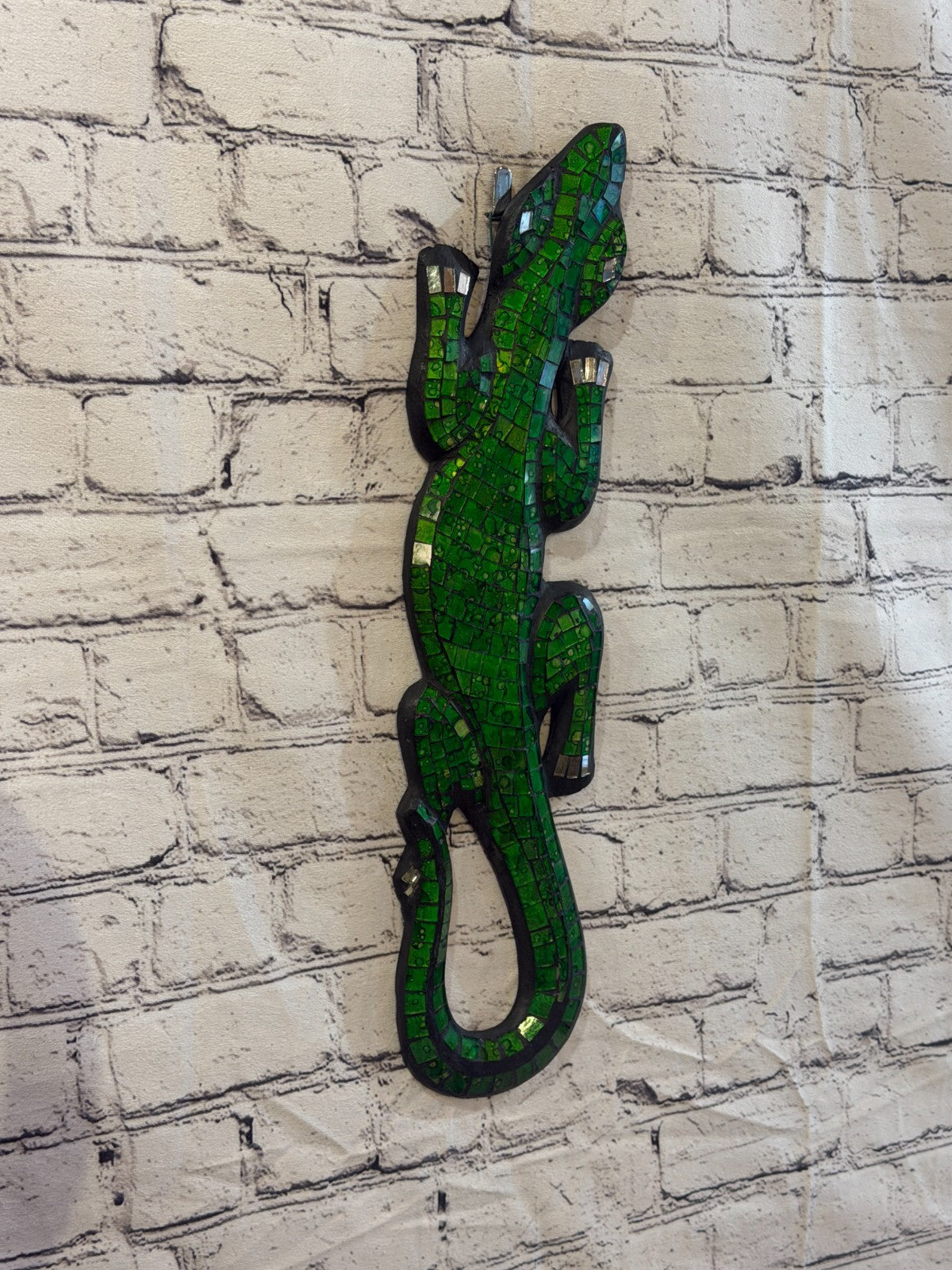 50cm Gecko Green Mosaic Wall Hanging Wooden Ornaments Wood Carving0