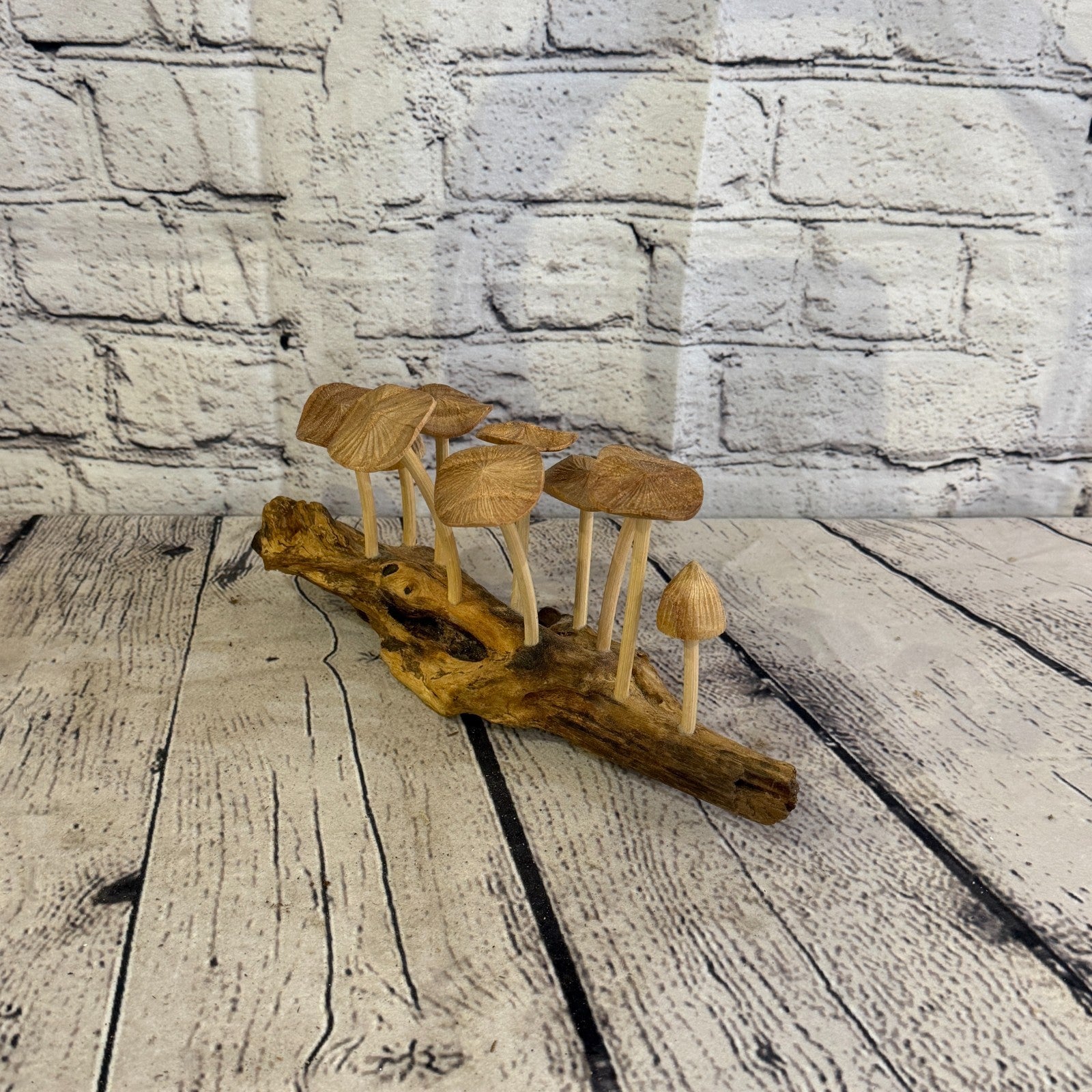 20cm Long Plain Mushroom Parasite Ornament Natural Carving Fairtrade Wooden1