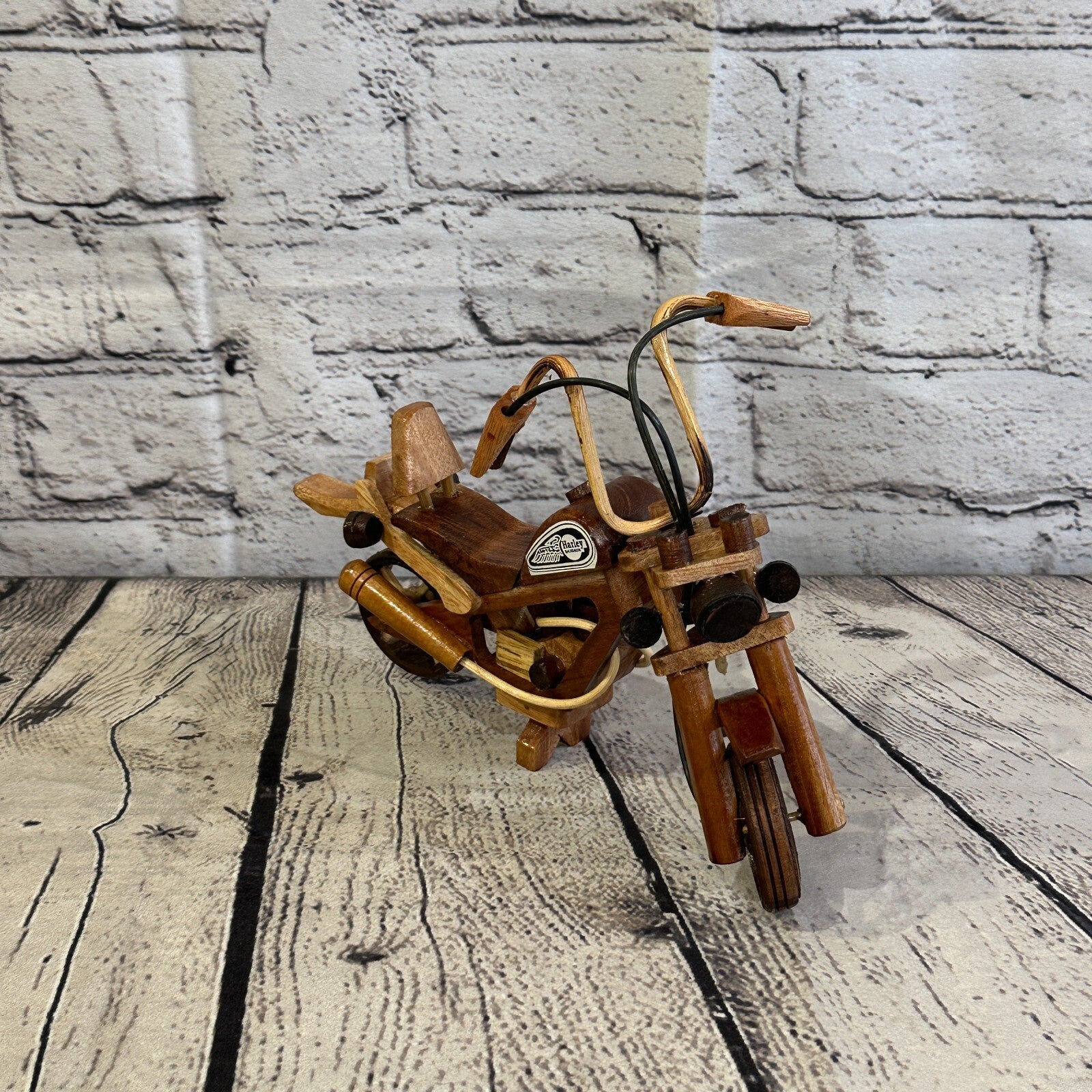 20cm Small Light Wood Motorbike Motorcycle Model Wooden Ornament Decorative Bike3