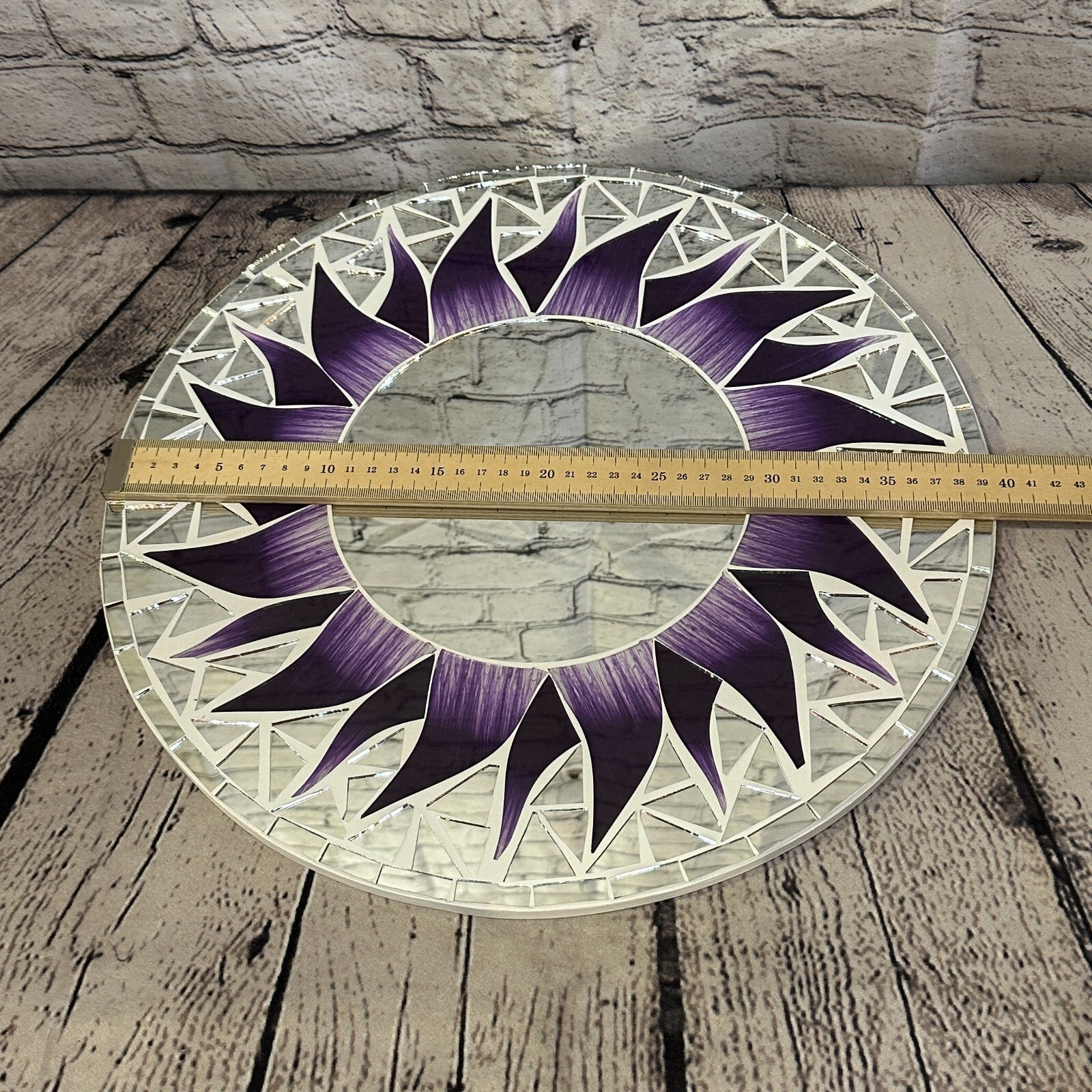 Purple Flame Sun Mosaic Tile Wall Mirror 40cm x 40cm 16 Inches Handmade New3
