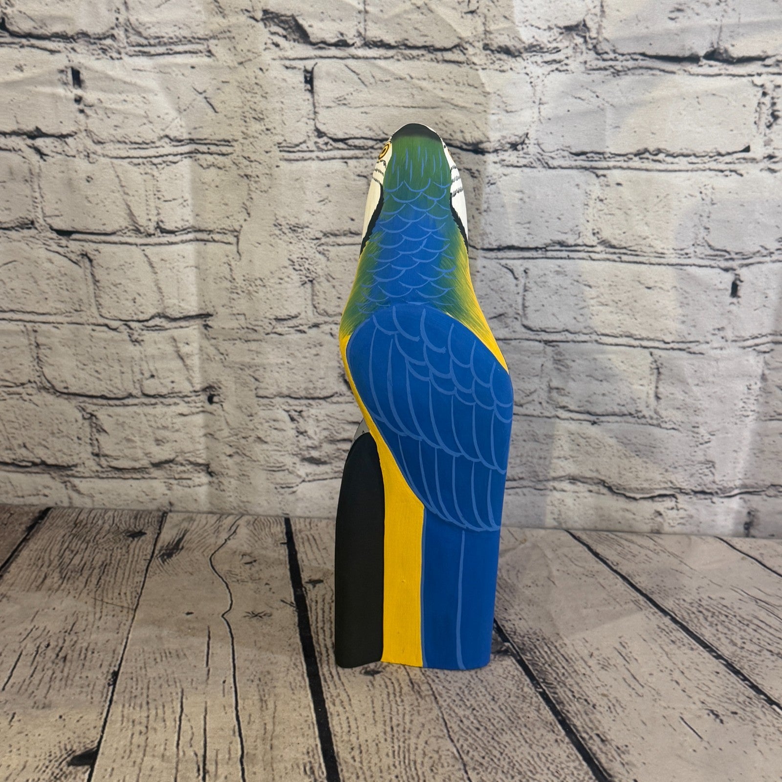 30cm Bright Blue Parrot Bird Ornament Statue Fair Trade Hand Made Carved Wood4