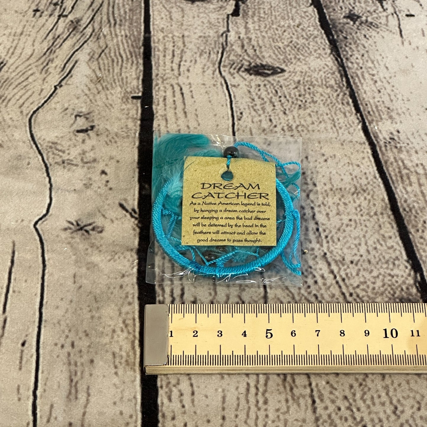 Light Blue Naturals Handmade Dream Catcher Feather Beads Ring For Home Car Décor2