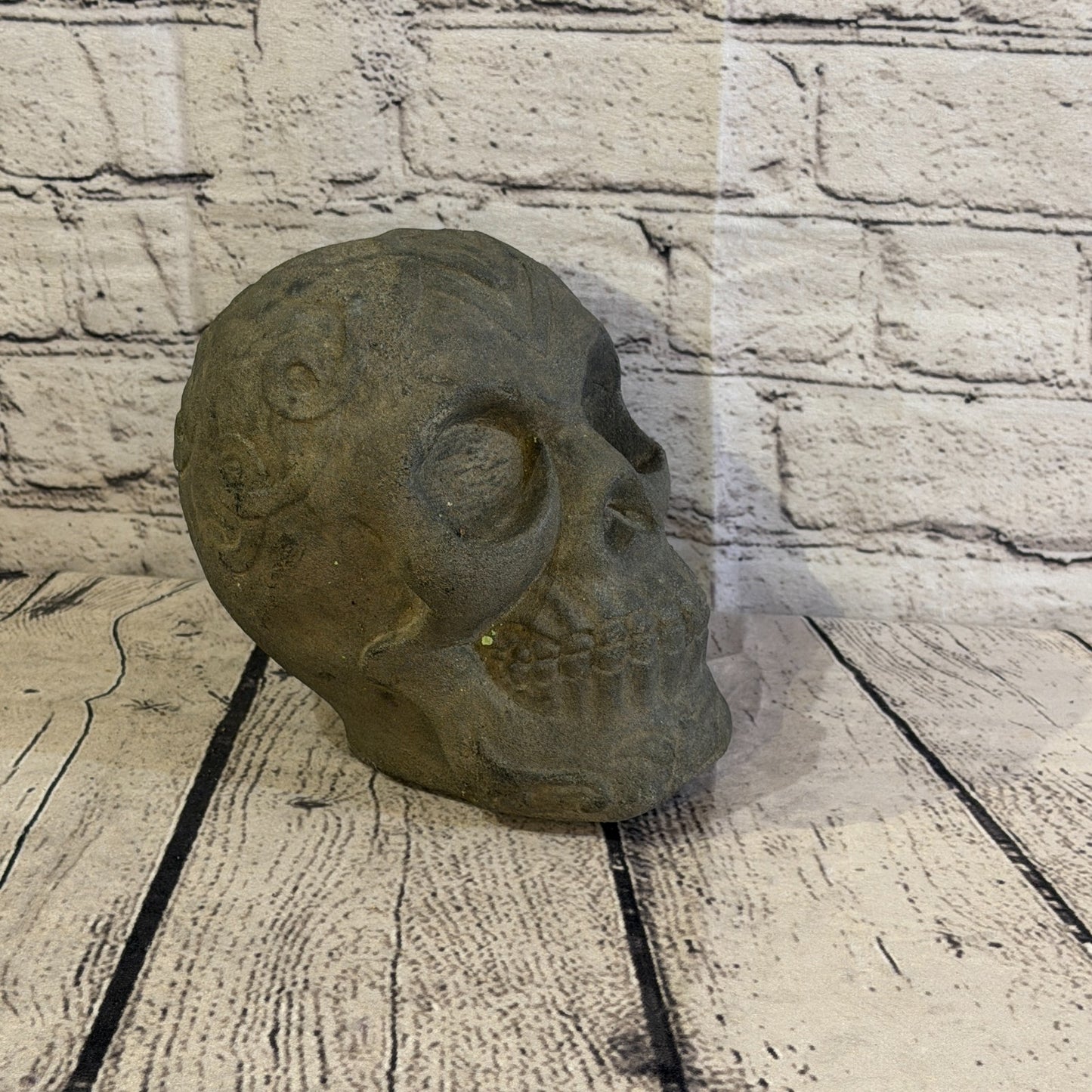 Celtic Knot Skull Stone Garden 20cm x 15cm Ornament Indoor Statue Hindu2