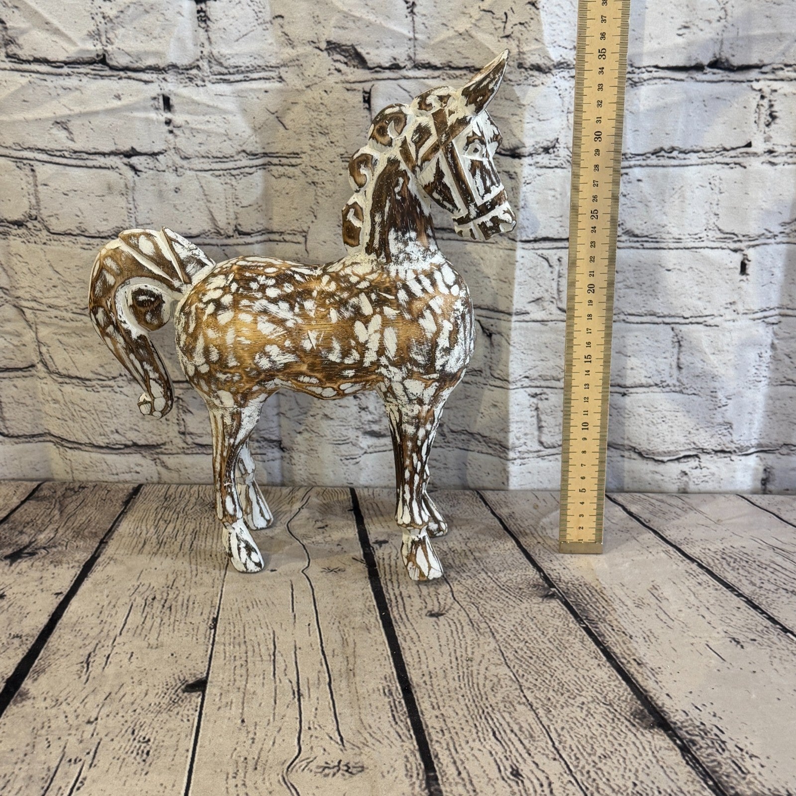 35cm x 35cm Brown Horse Large Wood Hand Carved Wooden Statue Figurine Decor6