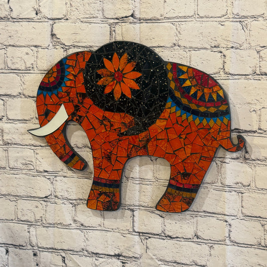 Orange Elephant Mosaic Tile Wall Mirror 40cm x 40cm 16 Inches Handmade0