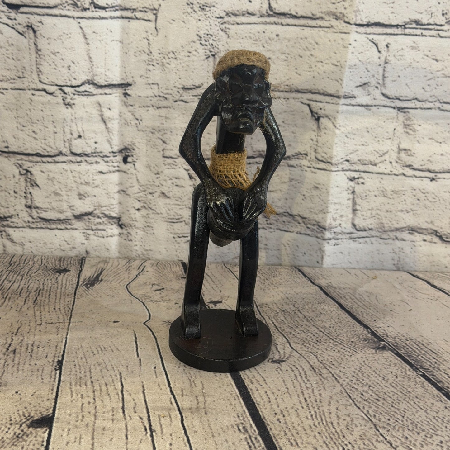 20cm Standing Drummer African Tribal Warrior Man Figure Statue Wood Hand Carved1
