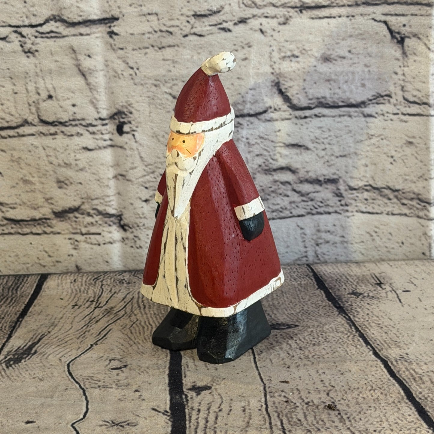 15cm x 7cm Santa Claus Father Christmas Handcrafted Wood Xmas Christmas Ornament0