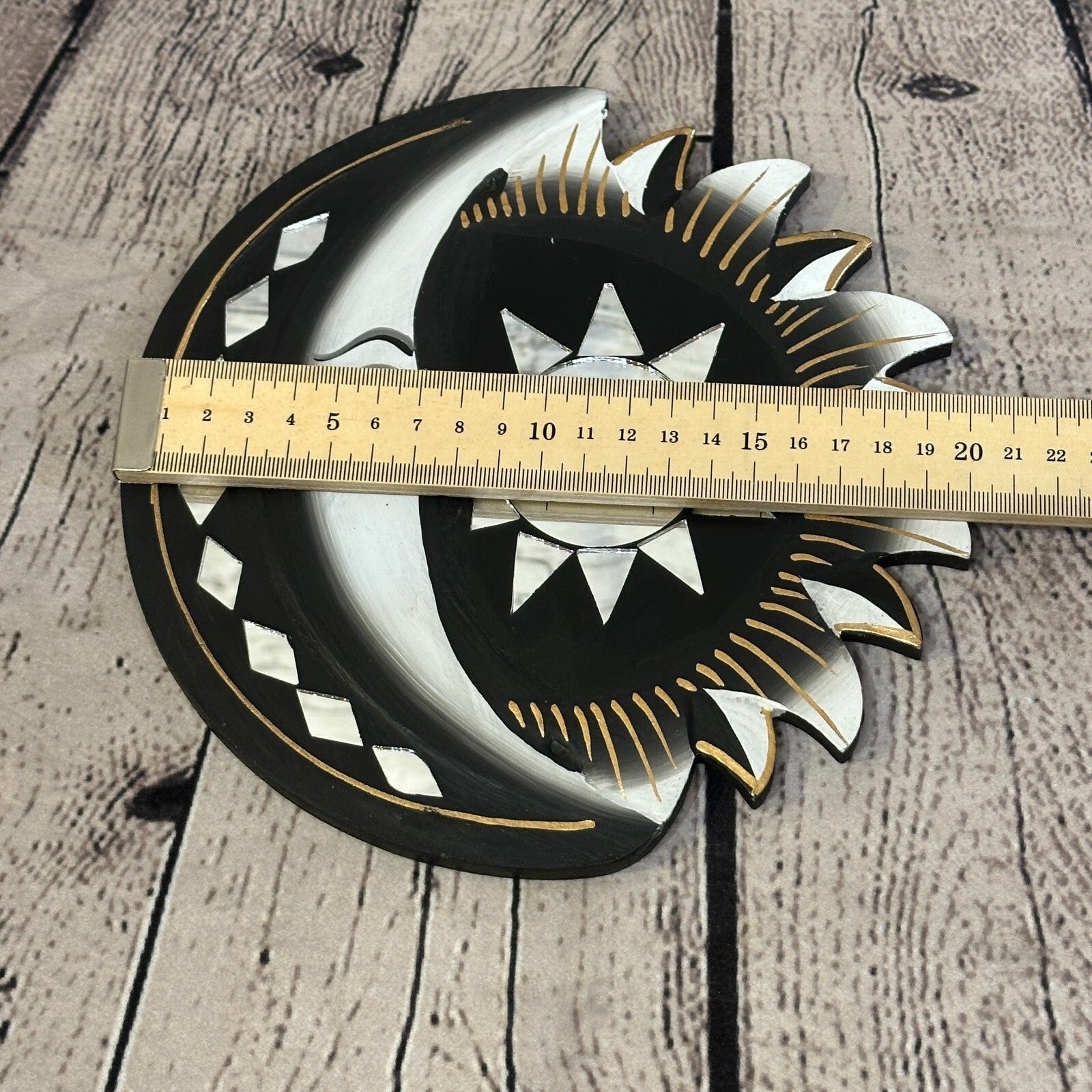 Black Half Moon Mosaic Tile Wall Mirror 20cm x 20cm 8 Inches Handmade Fairtrade3