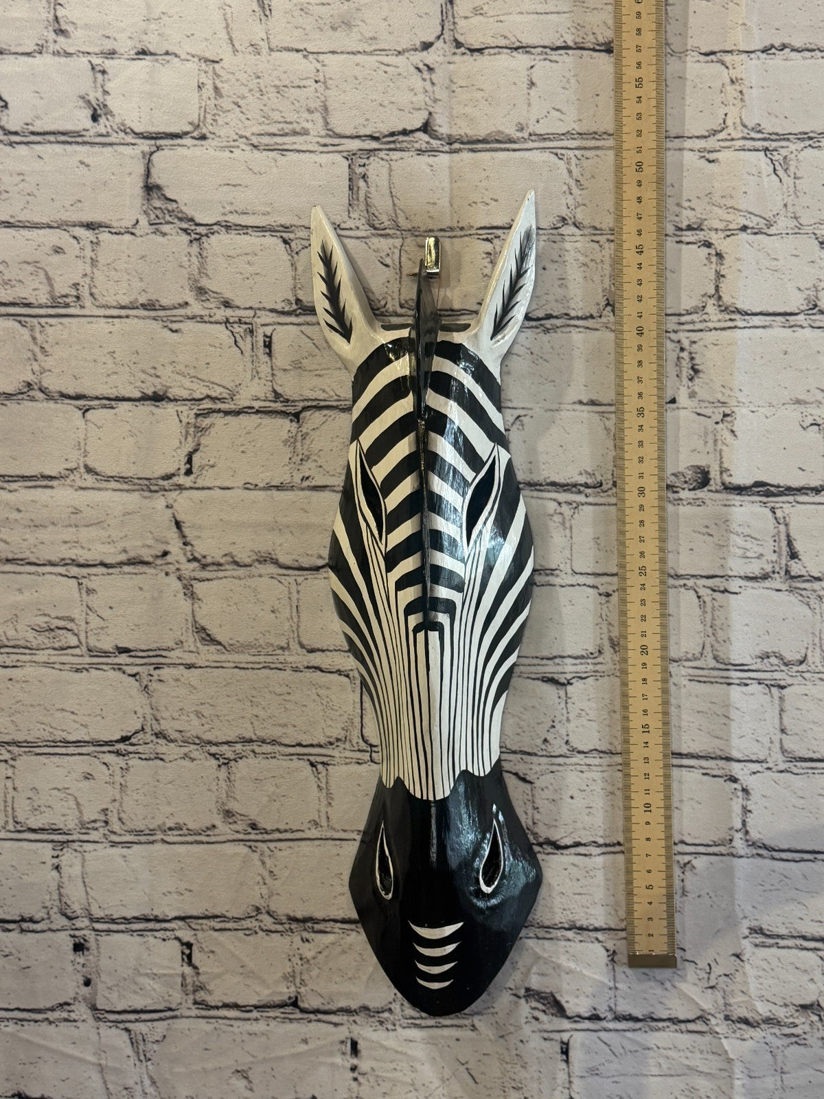 50cm Zebra Stripe Hand Carved Fair Trade Wooden Animal Wall Art Wall Hang Mask4