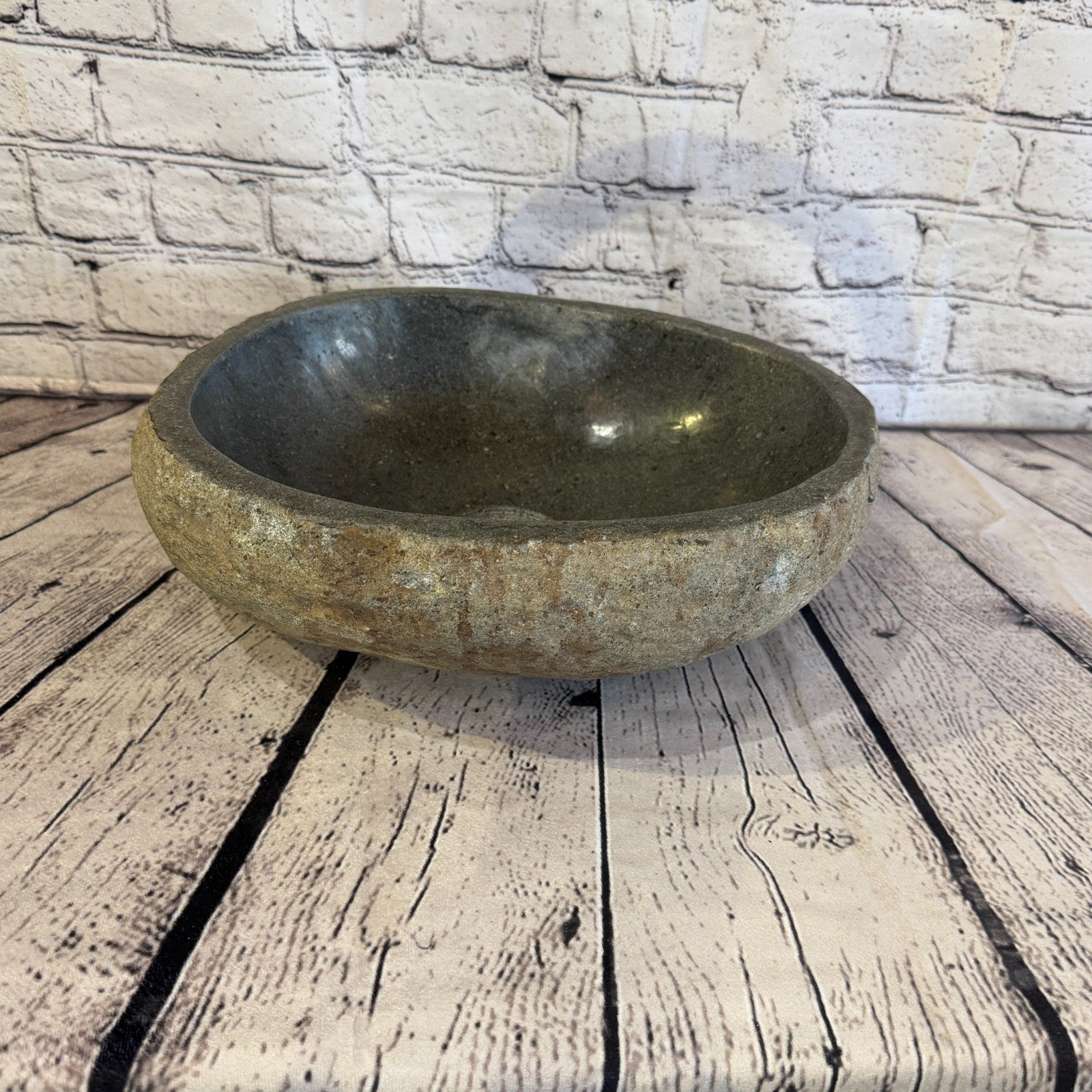 32cm x 26cm Wash Basin Bathroom Counter Top Washing River Stone Bowl Sink No 140