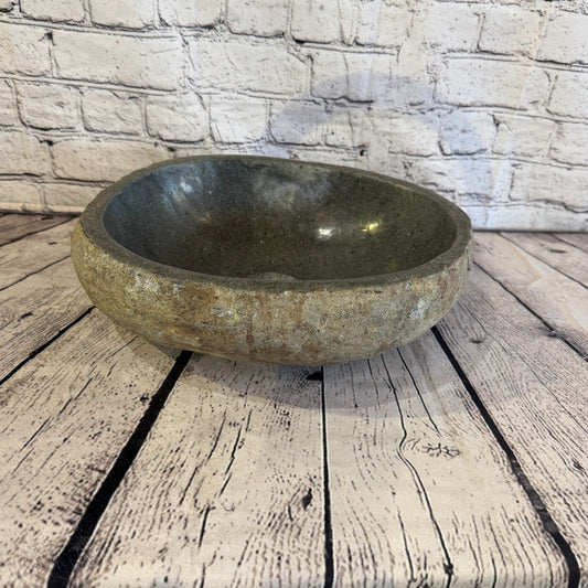 32cm x 26cm Wash Basin Bathroom Counter Top Washing River Stone Bowl Sink No 140