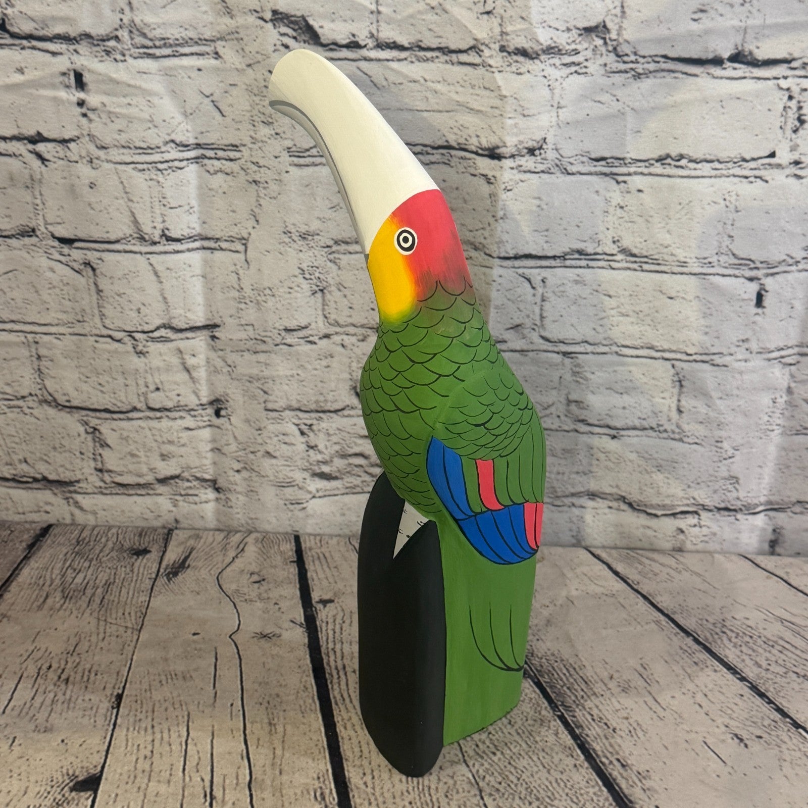 30cm Bright Green Toucan Bird Ornament Statue Fair Trade Hand Made Carved Wood4
