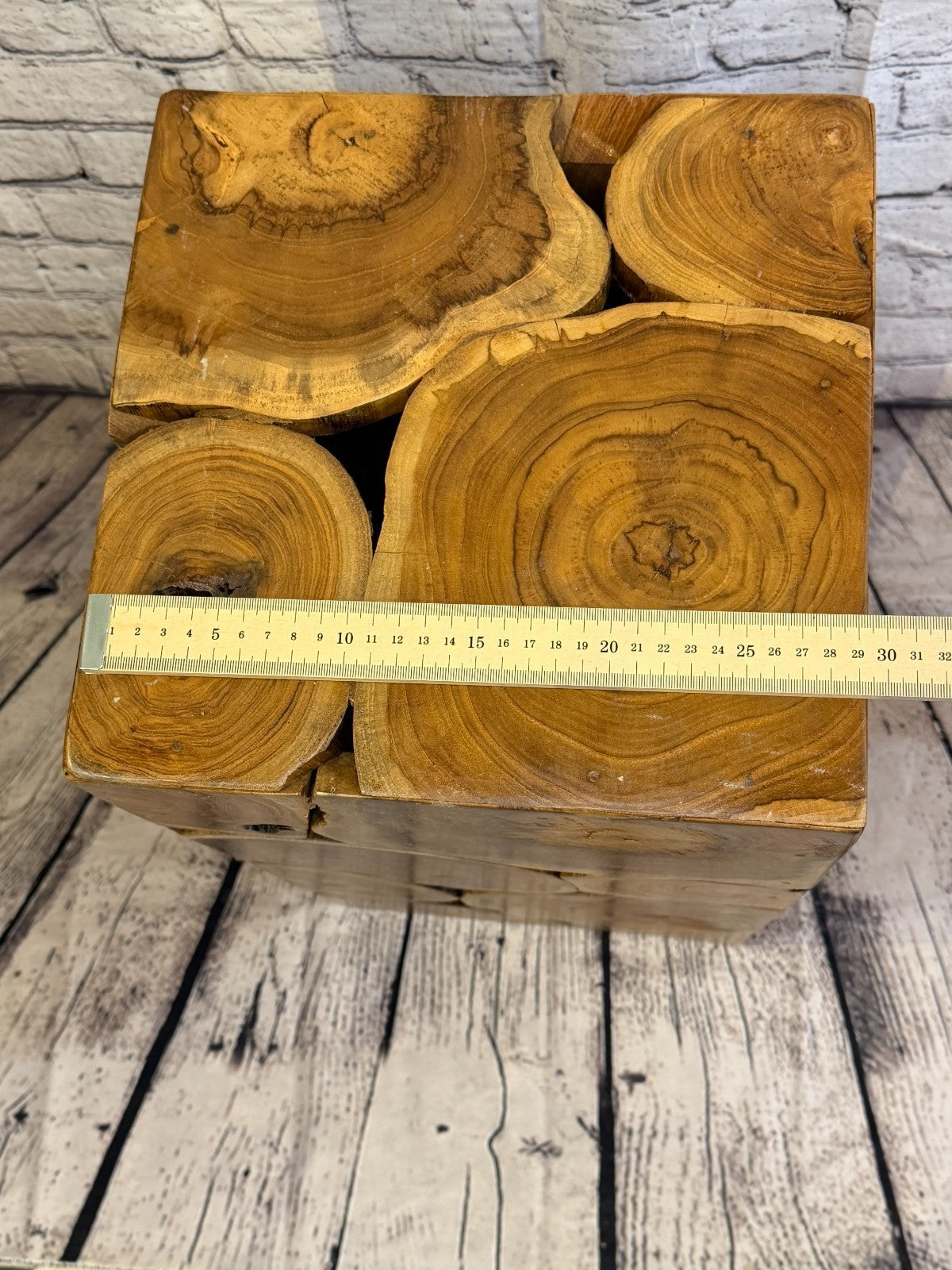 60cm x 30cm x 30cm Wooden Teak Wood Slice Cube Table Sculpture Root Ornament7
