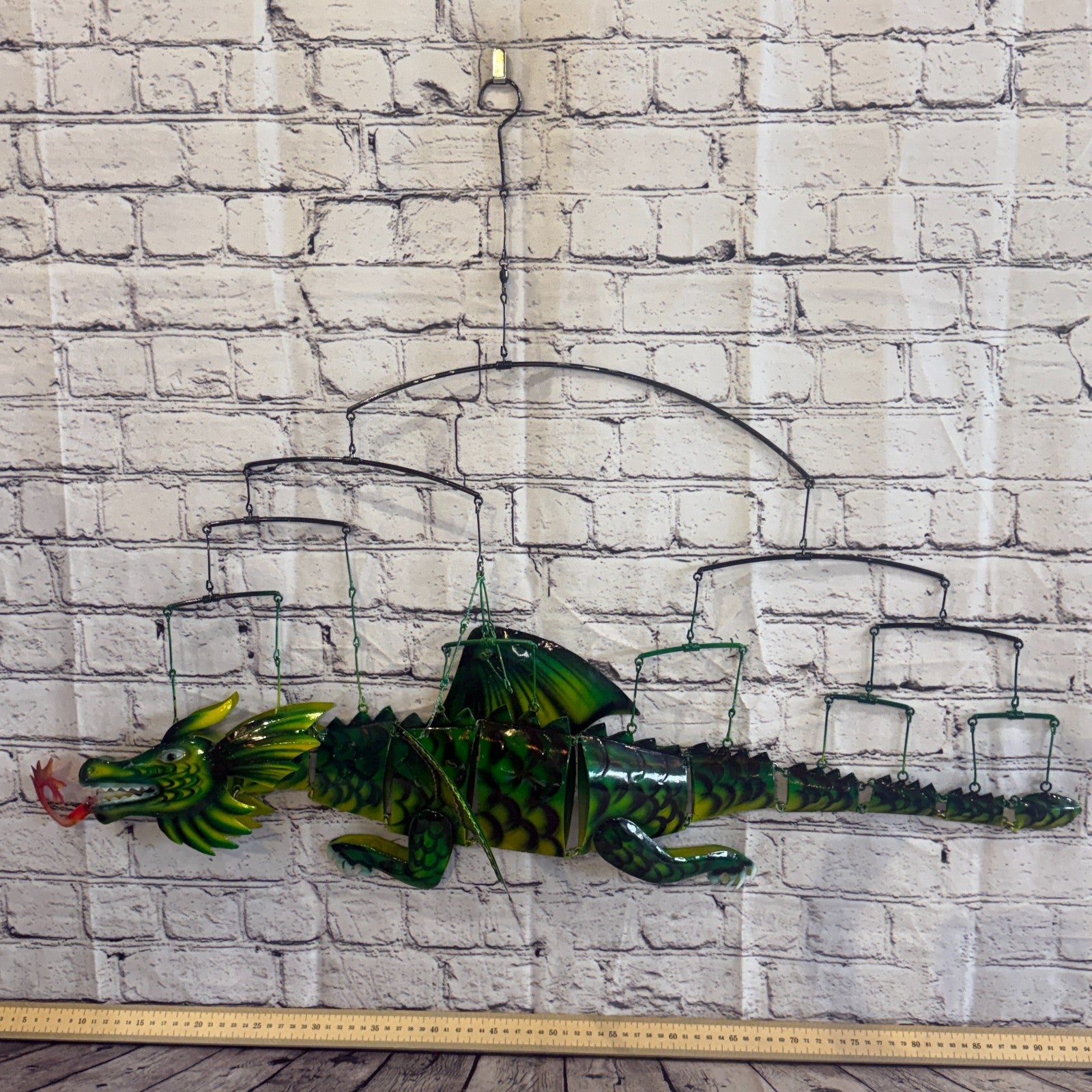 100cm x 50cm Green Metal Dragon Wall Art Dragon Sculpture Metal Wall Hanging3