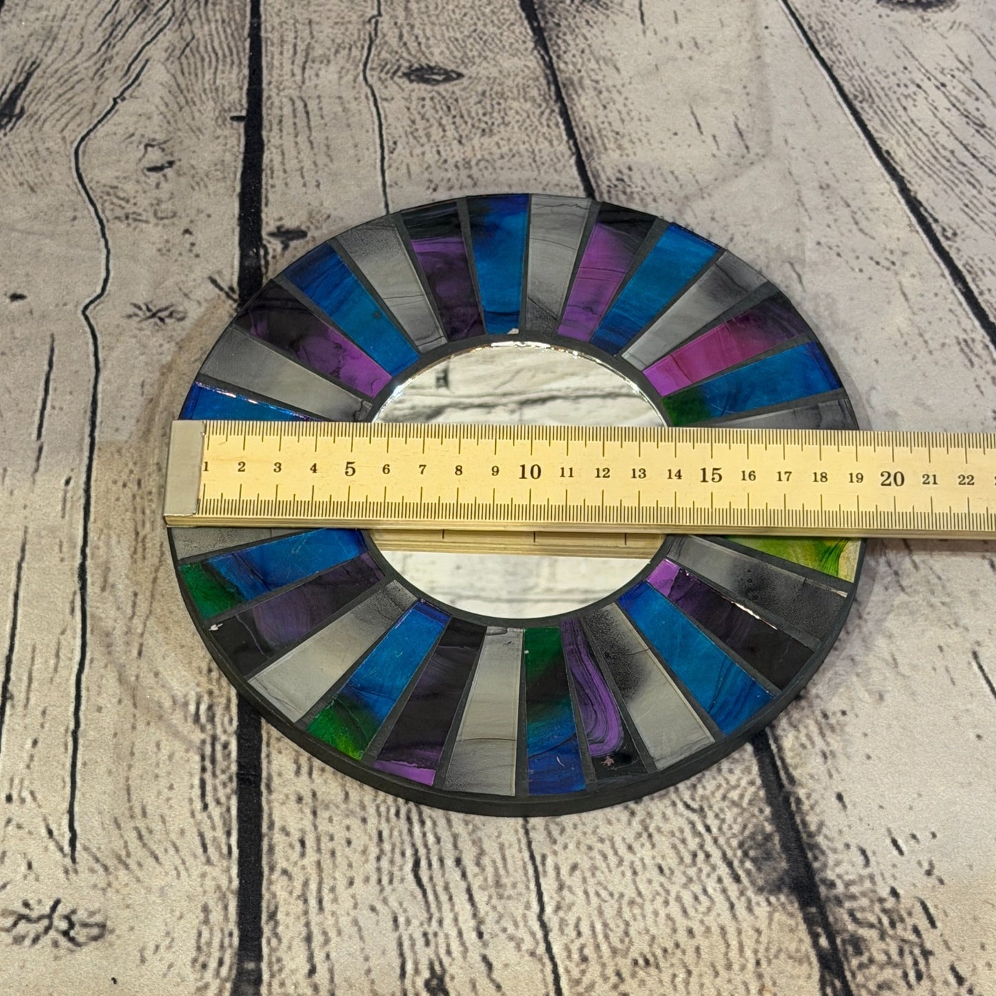Blue Purple Line Black Mosaic Tile Wall Mirror 20cm x 20cm 8 Inches Handmade3