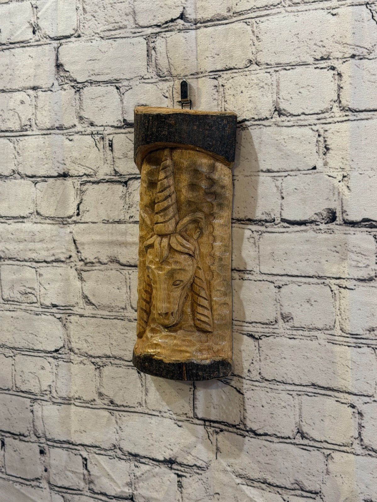 Mythical Unicorn 30cm Hand Carved Wizard Tree Trunk Wood Fairtrade2
