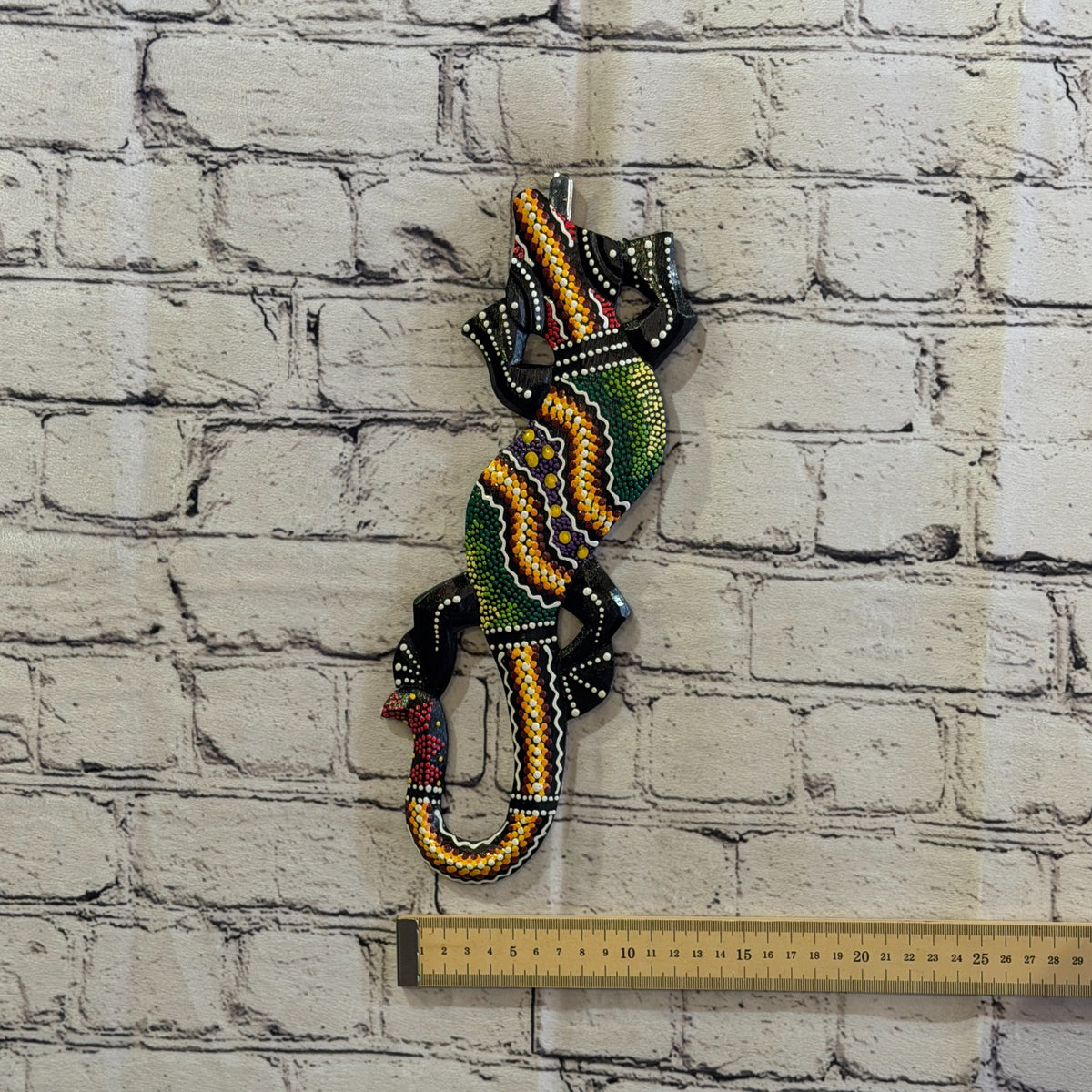30cm Gecko Carved Wooden Dot Painted Ethnic Tribal Tiki Wall Art No 4 New3