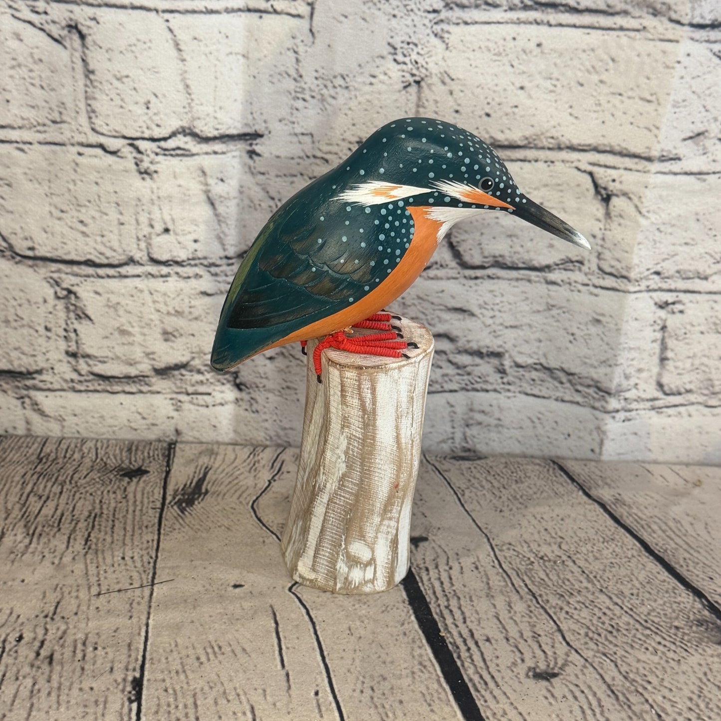 20cm Kingfisher Wooden Bird Ornament Seaside Coastal Nautical Handcrafted Decor3