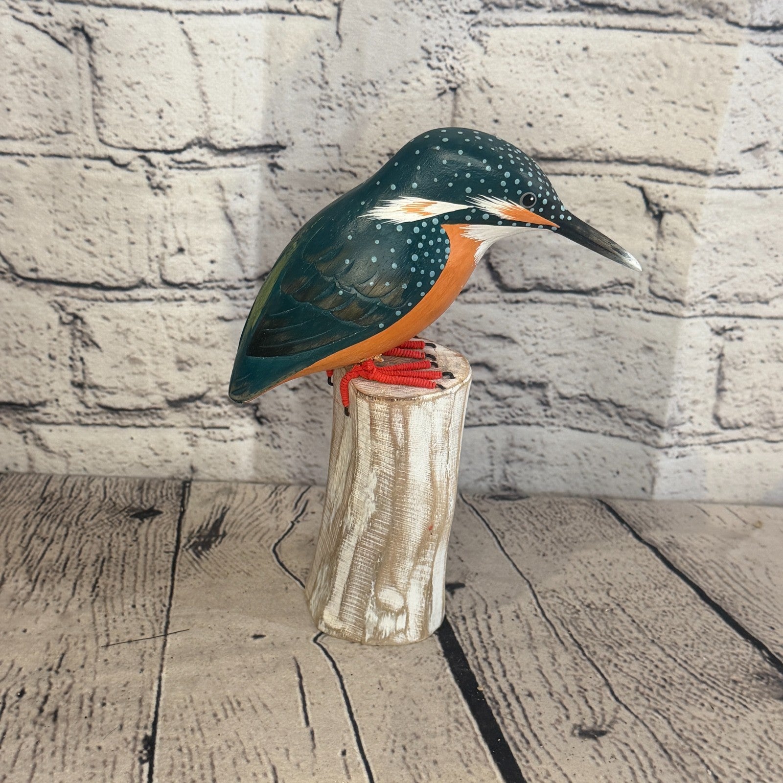 20cm Kingfisher Wooden Bird Ornament Seaside Coastal Nautical Handcrafted Decor3