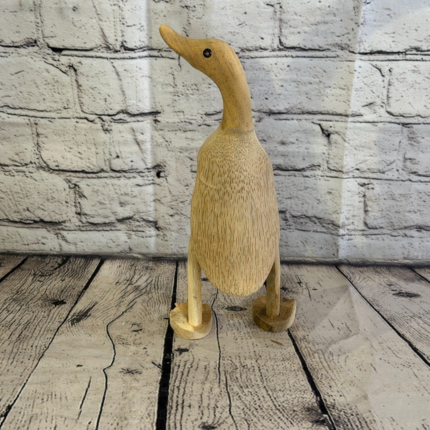 Looking Left 25cm Tall Wooden Smooth Duckling Baby Duck Bamboo Root Fairtrade4