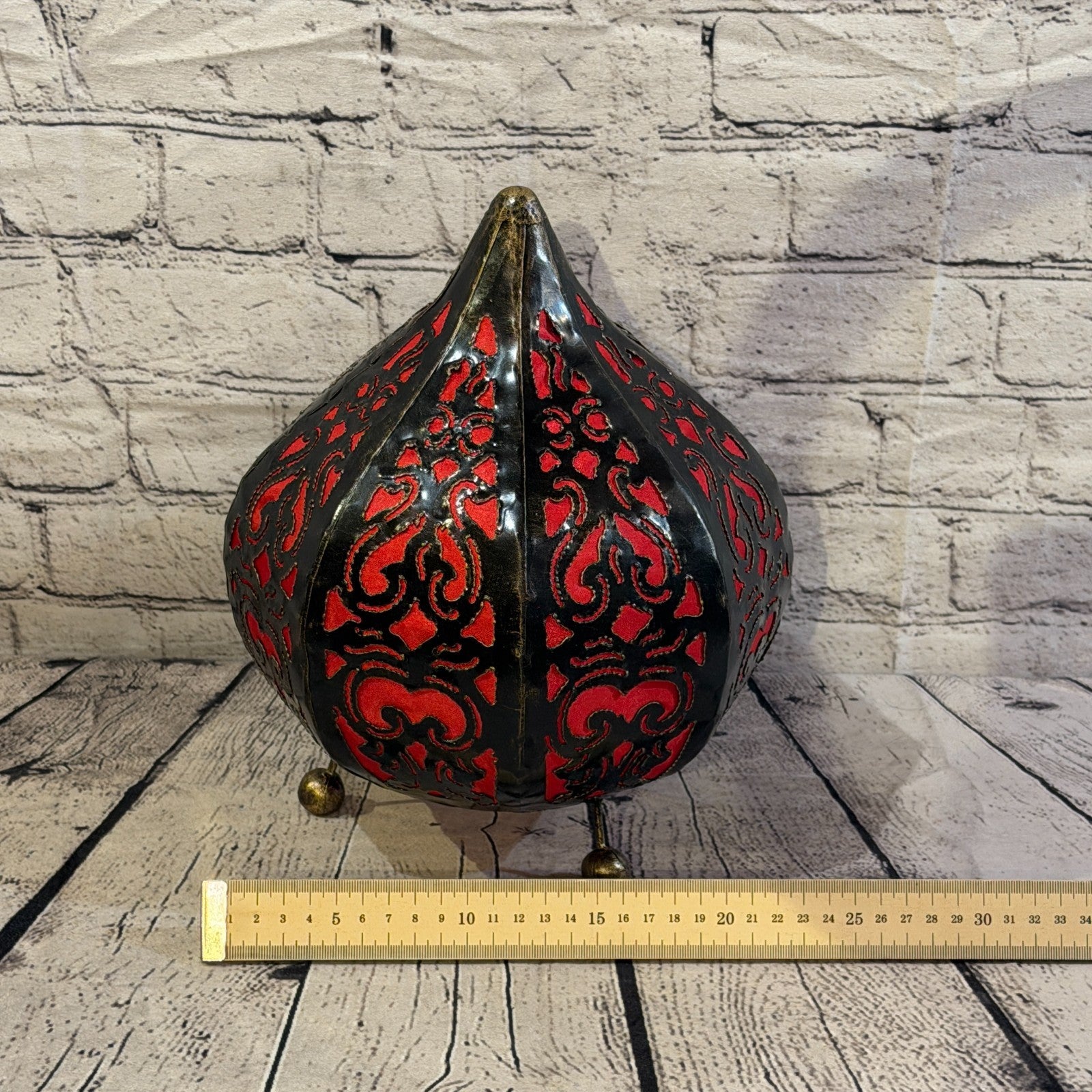 30cm x 20cm Metal Fabric Red Moroccan Style Tall Lamp Twist LED UK Mains Plug4
