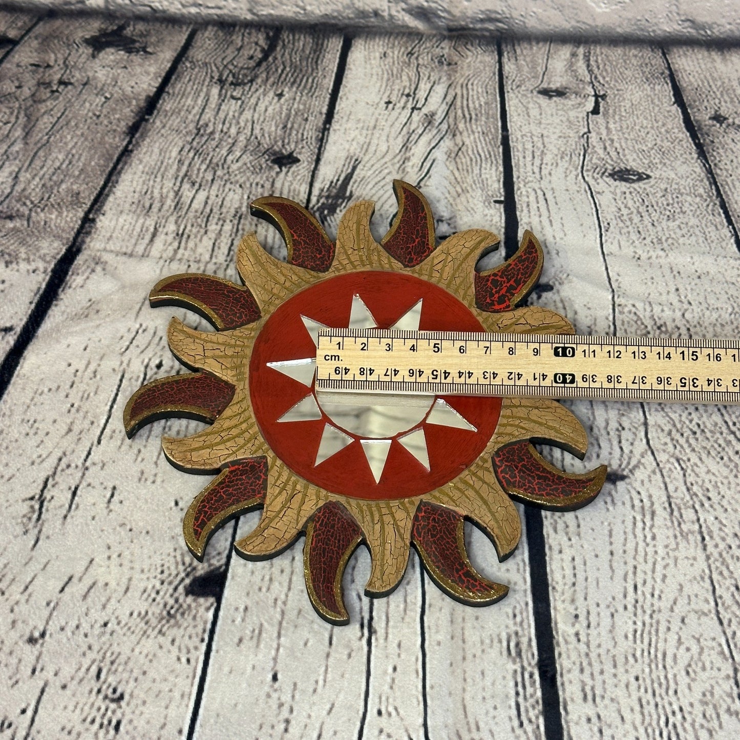 Red Burst Sun Mosaic Tile Wall Mirror 20cm x 20cm 8 Inches Handmade Fairtrade5