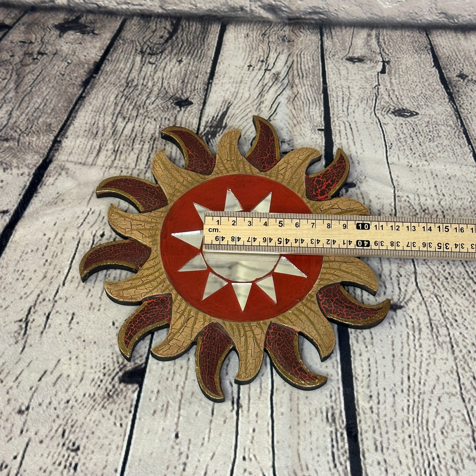 Red Burst Sun Mosaic Tile Wall Mirror 20cm x 20cm 8 Inches Handmade Fairtrade5
