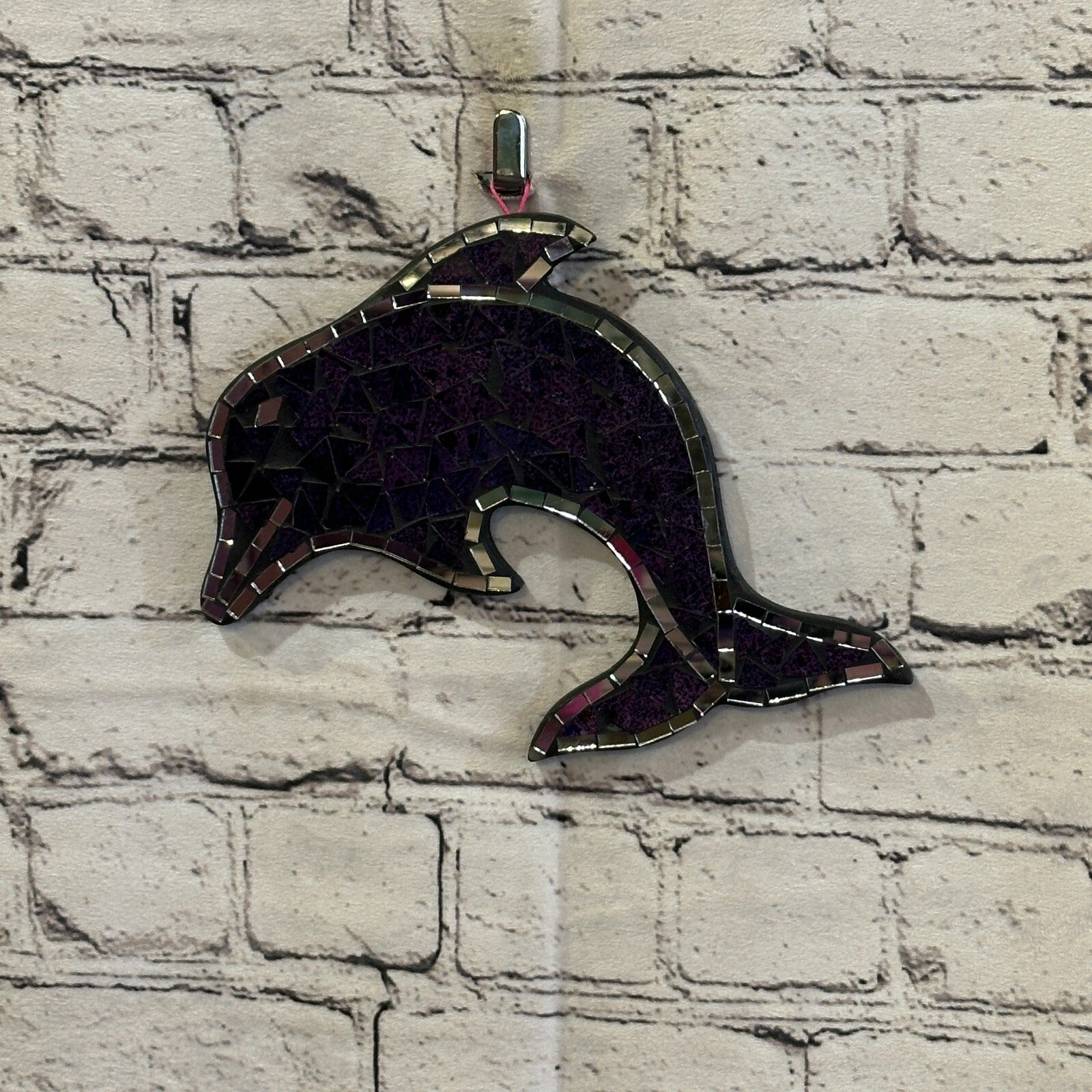 Purple Dolphin Fish Mosaic Tile Wall Mirror 20cm x 20cm Handmade New2