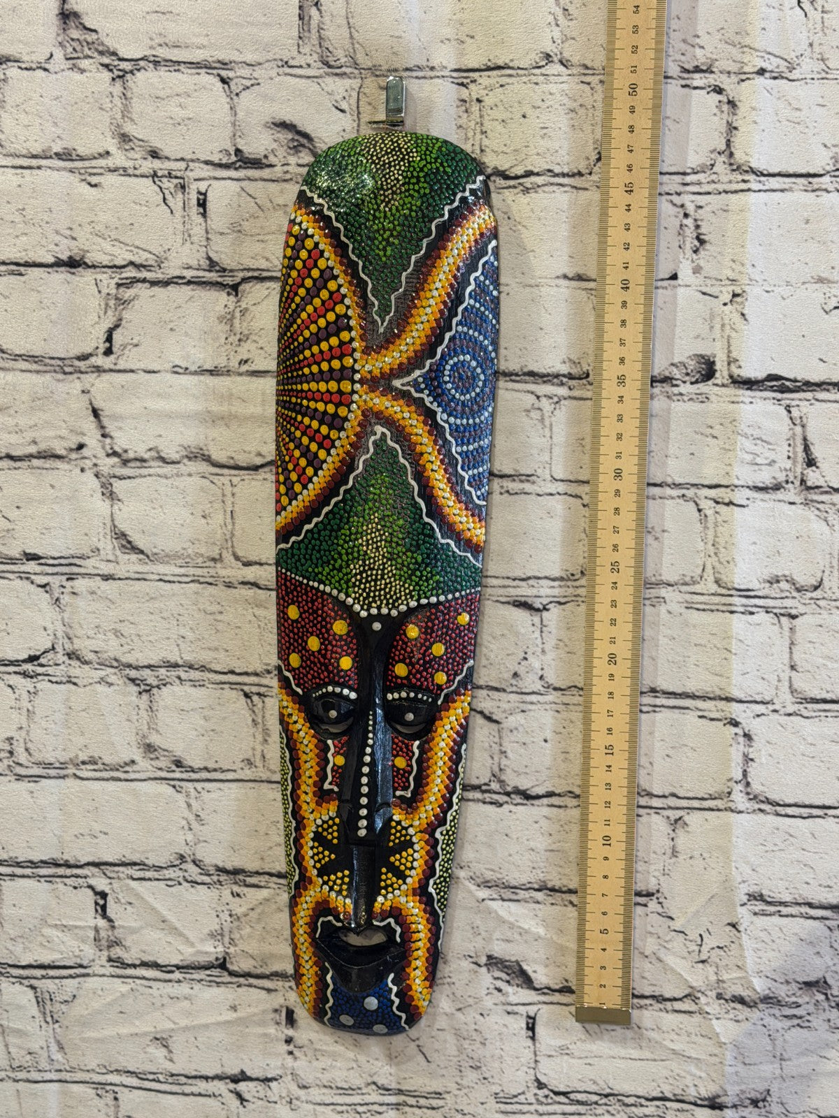50cm Mask Carved Wooden Dot Painted Ethnic Tribal Tiki Wall Art No 9 New4