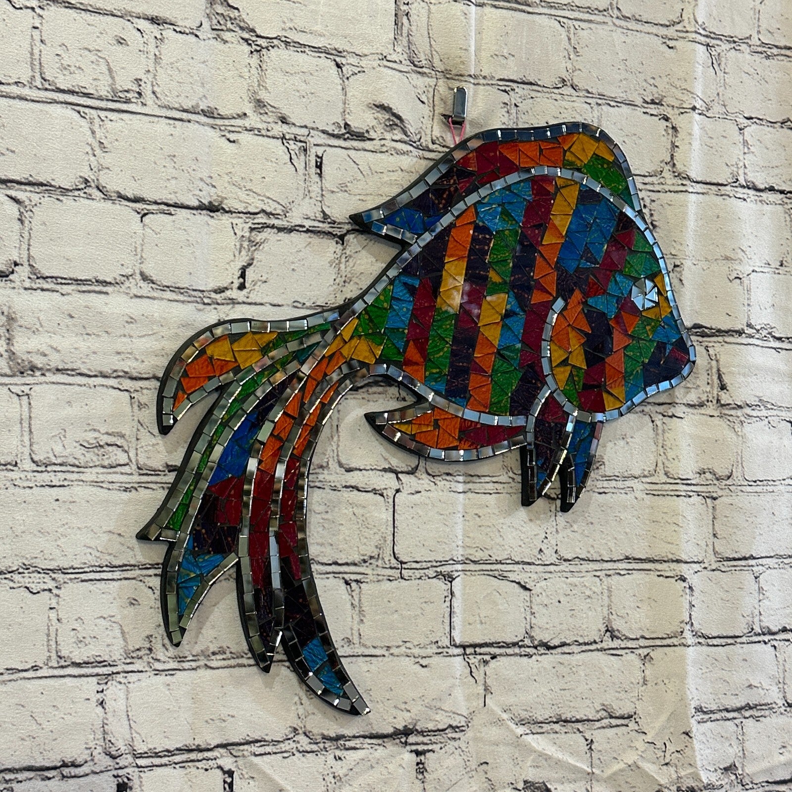 Rainbow Angel Tropical Fish Mosaic Tile Wall Mirror 40cm x 40cm Handmade New0