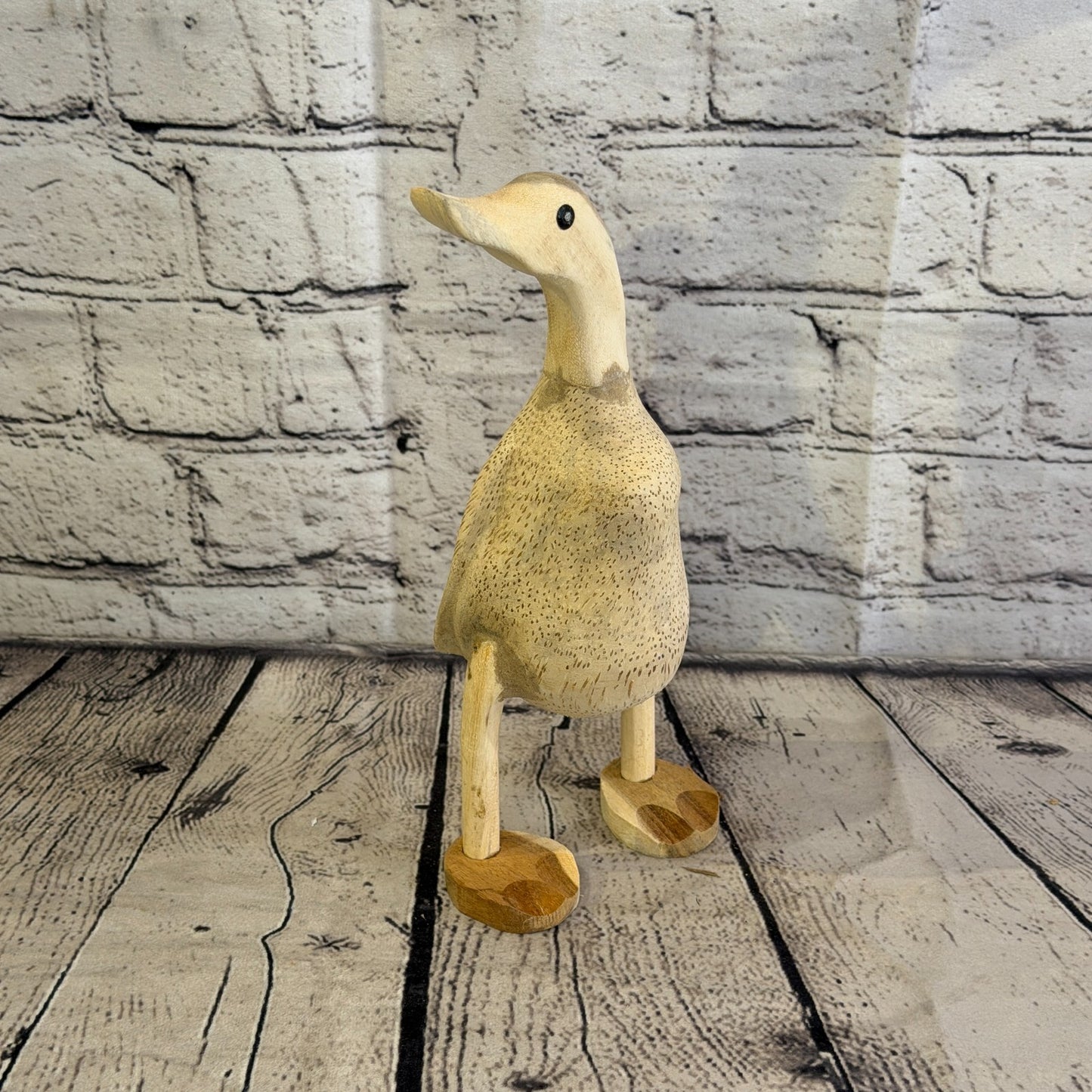 Looking Right 25cm Tall Wooden Smooth Duckling Baby Duck Bamboo Root Fairtrade2