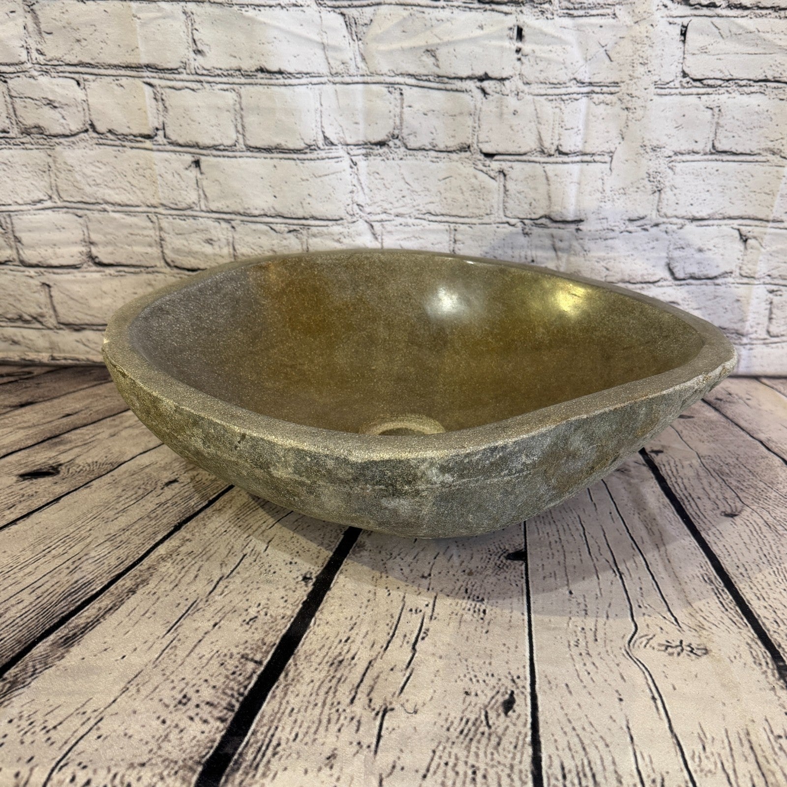 43cm x 36cm Wash Basin Bathroom Counter Top Washing River Stone Bowl Sink No 392