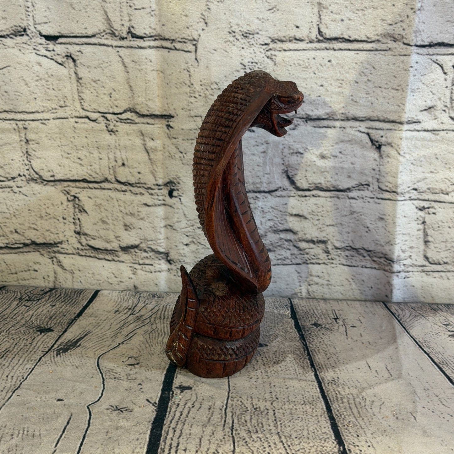 20cm x 12cm Wooden Cobra Exquisite Detailing Snake Ornament Hand Carved3
