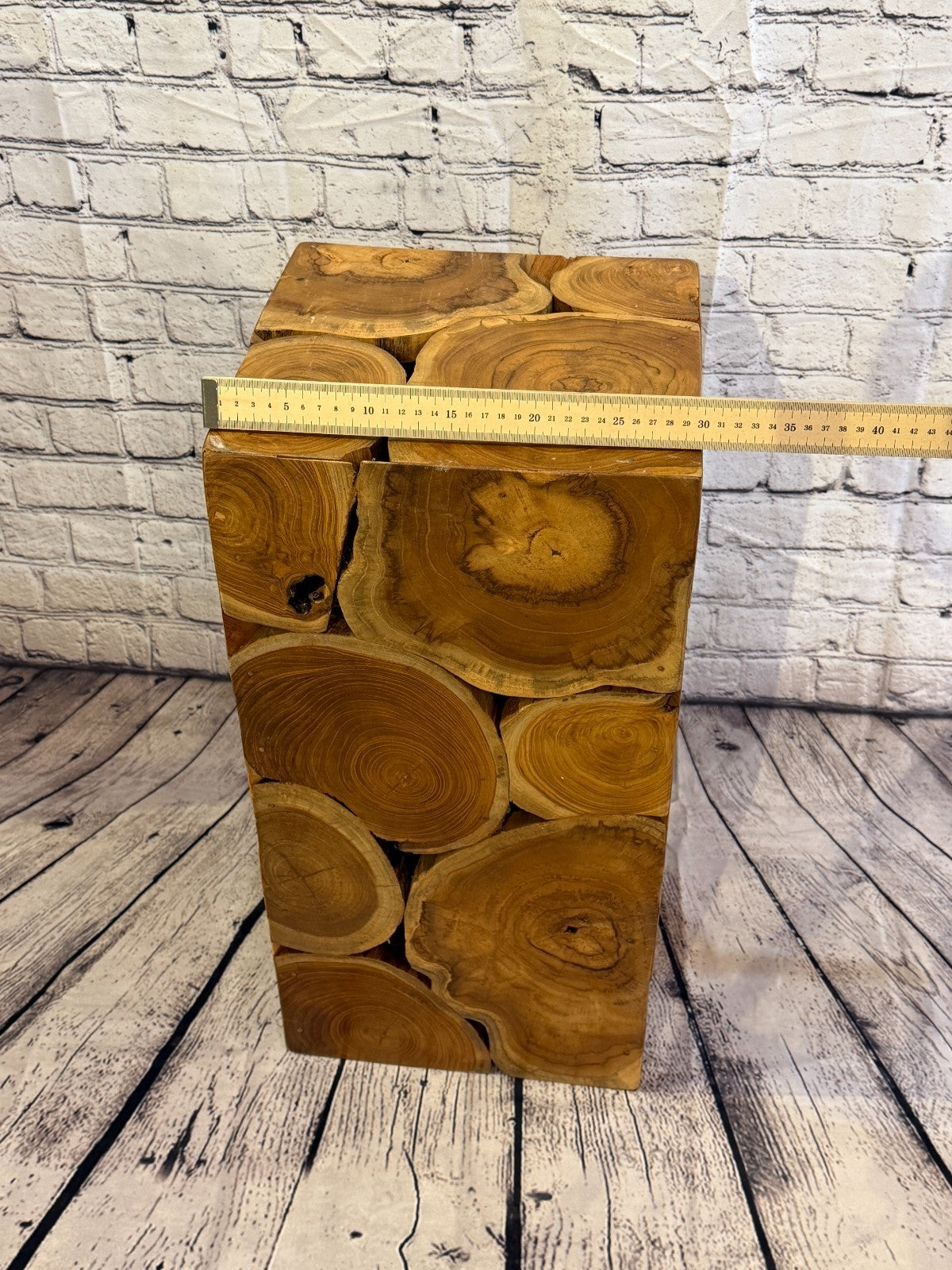 60cm x 30cm x 30cm Wooden Teak Wood Slice Cube Table Sculpture Root Ornament5