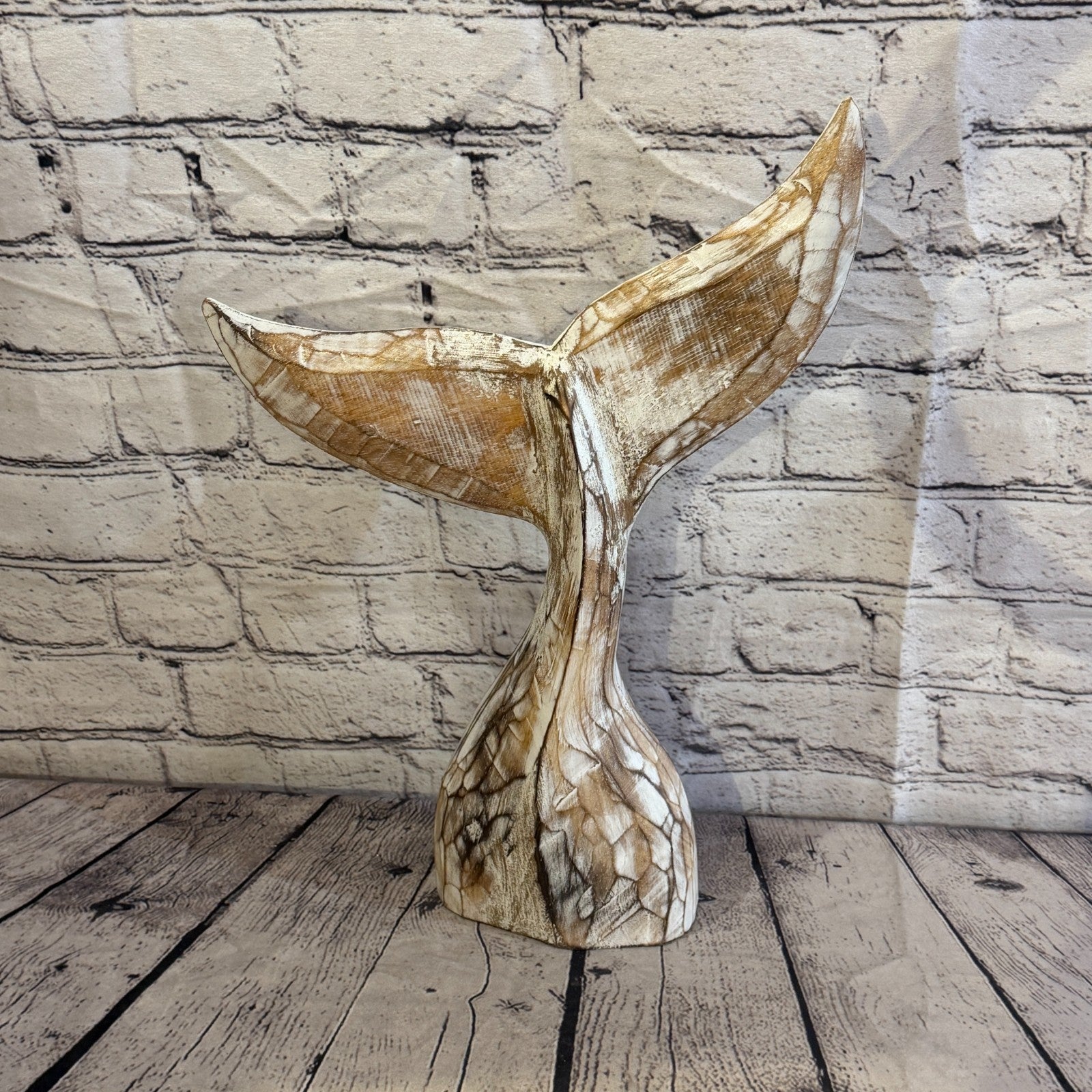 40cm x 40cm Whale Tail Brown Fish Wood Coastal Ocean Bathroom Decoration0