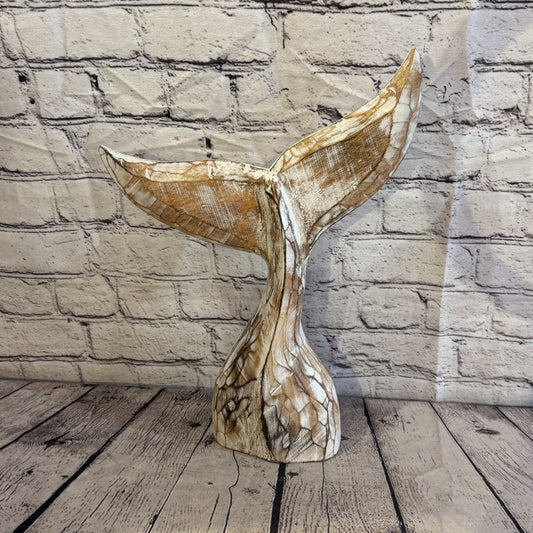 40cm x 40cm Whale Tail Brown Fish Wood Coastal Ocean Bathroom Decoration0