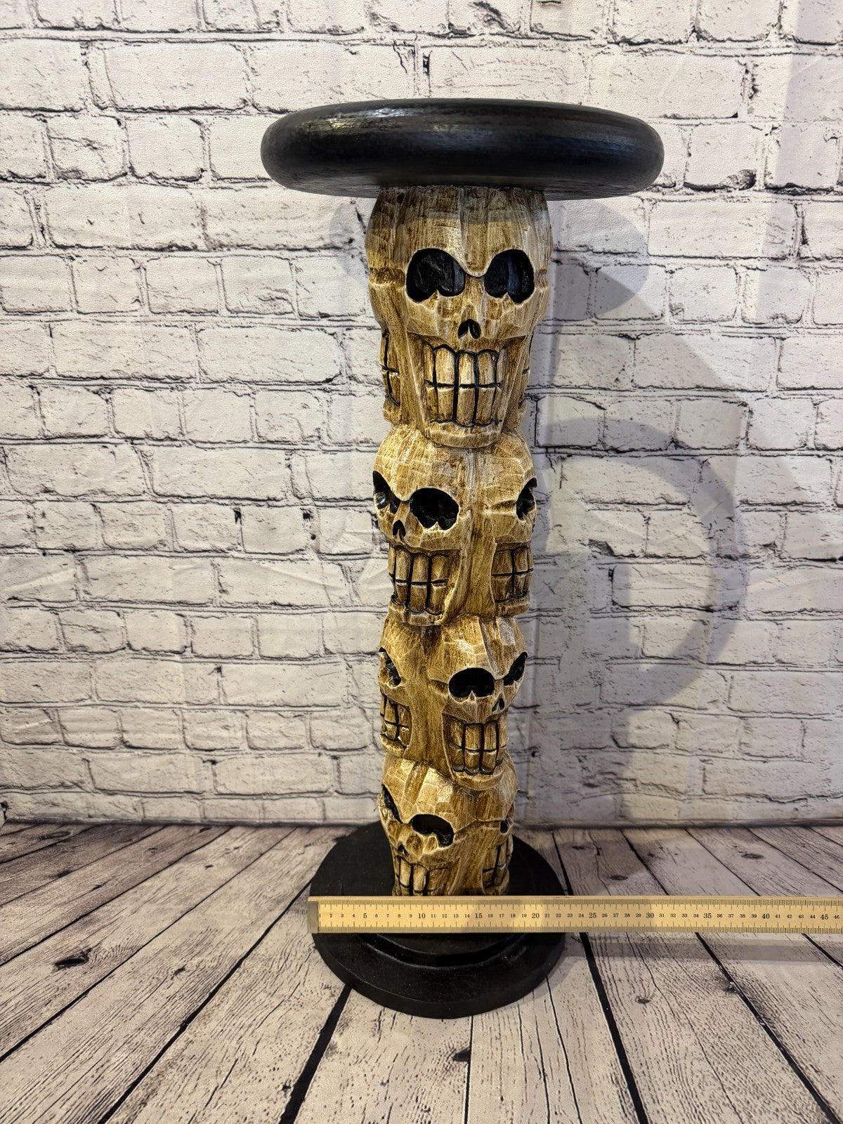 70cm x 25cm Sitting Skull Round Wooden Coffee Table Bar Restaurant Garden Pub5