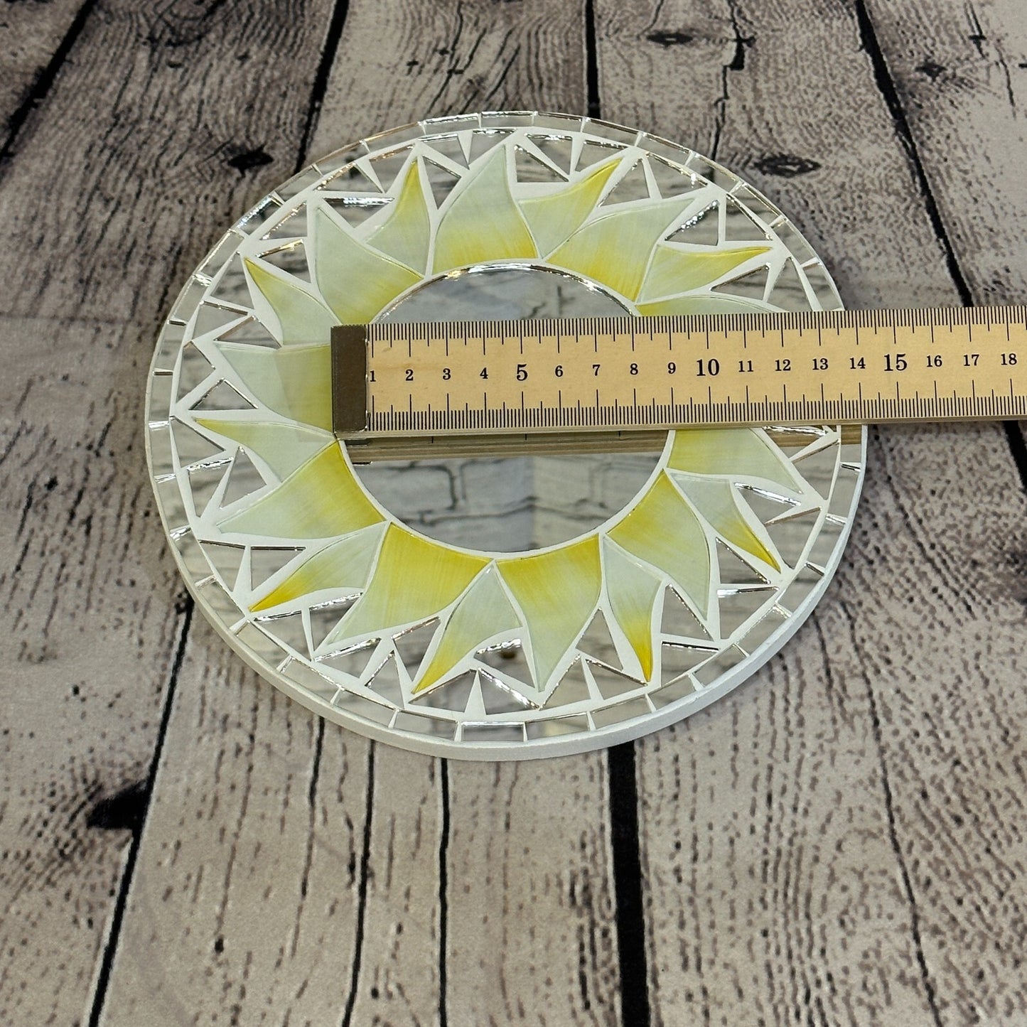 White Sun Flame Mosaic Tile Wall Mirror 20cm x 20cm 8 Inches Handmade5