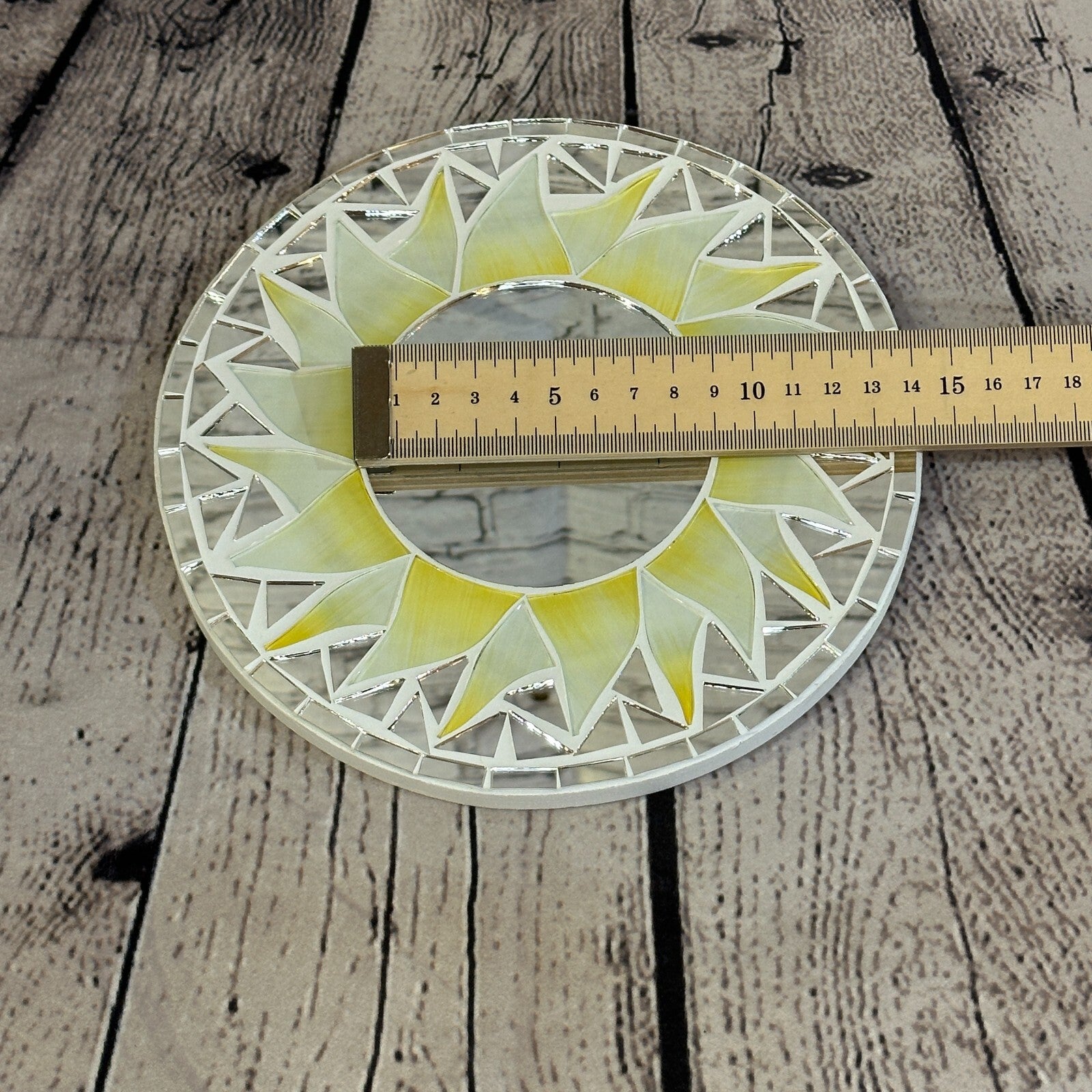 White Sun Flame Mosaic Tile Wall Mirror 20cm x 20cm 8 Inches Handmade5