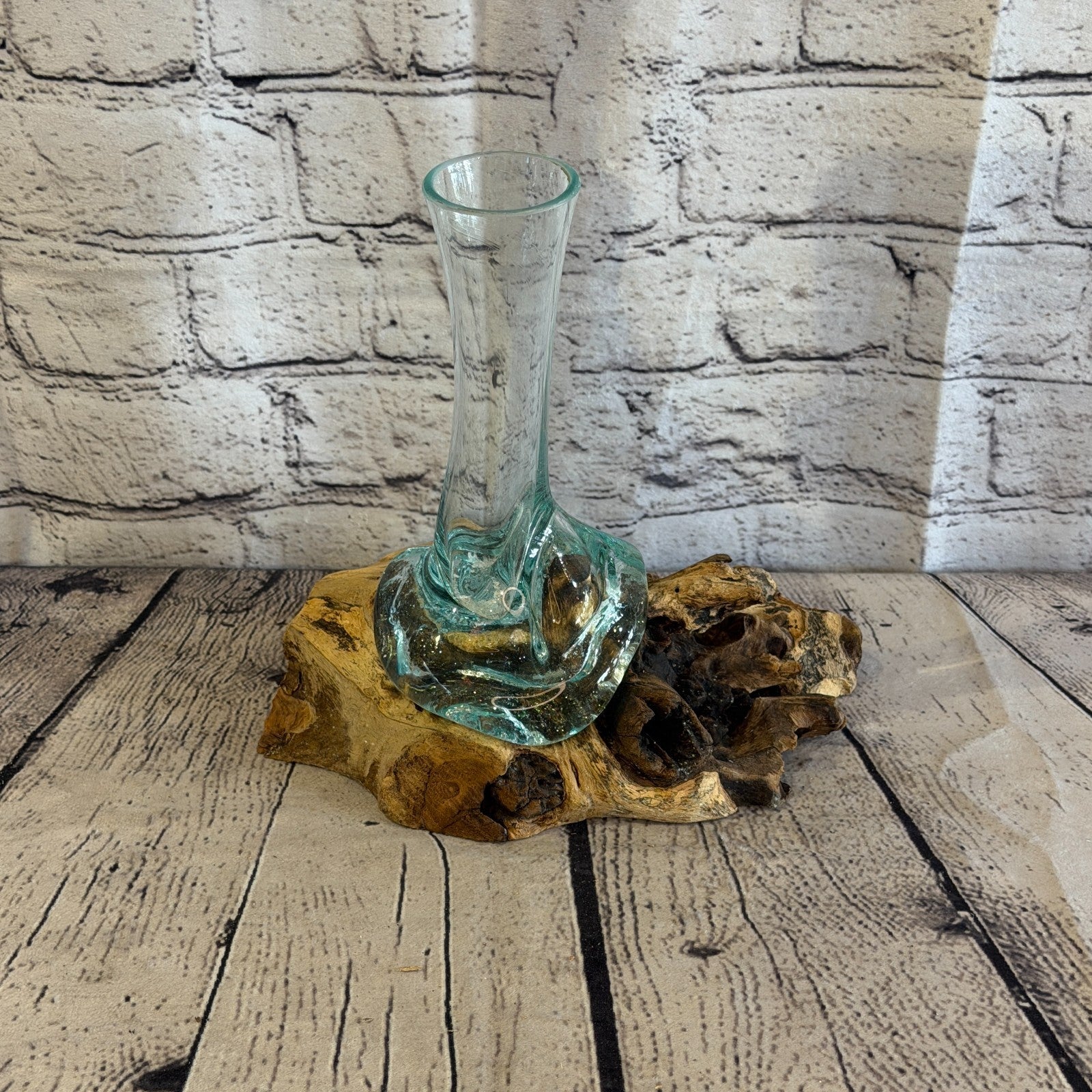 20cm Tall Vase Colour Melted Glass Wood Decorative Vase Glass Sculpture Crafted2