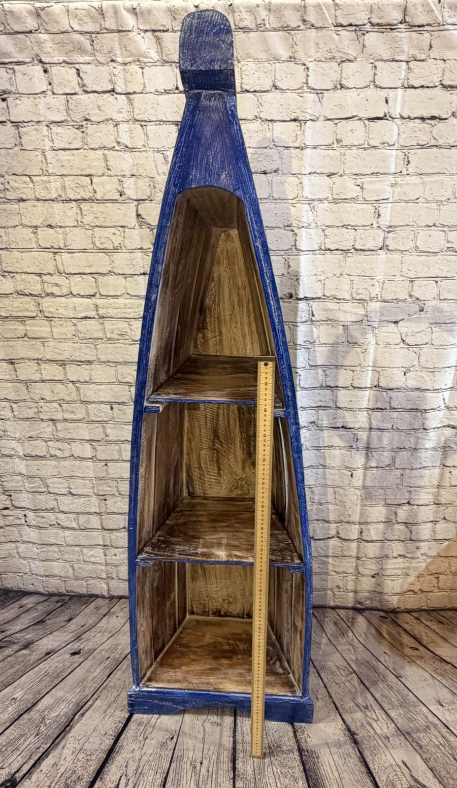 150cm x 45cm x 25cm Blue Boat Shelf Wooden Cabinet Living Hall Storage Furniture4