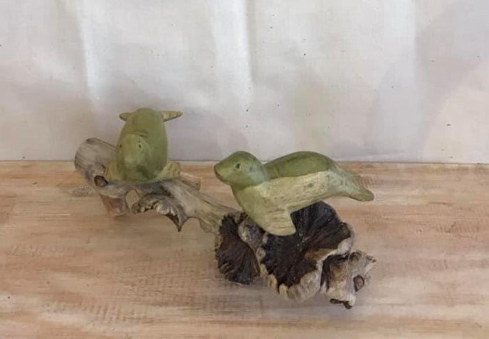 20cm Double Seal Mushroom Parasite Ornament Natural Carving Fairtrade Wooden1