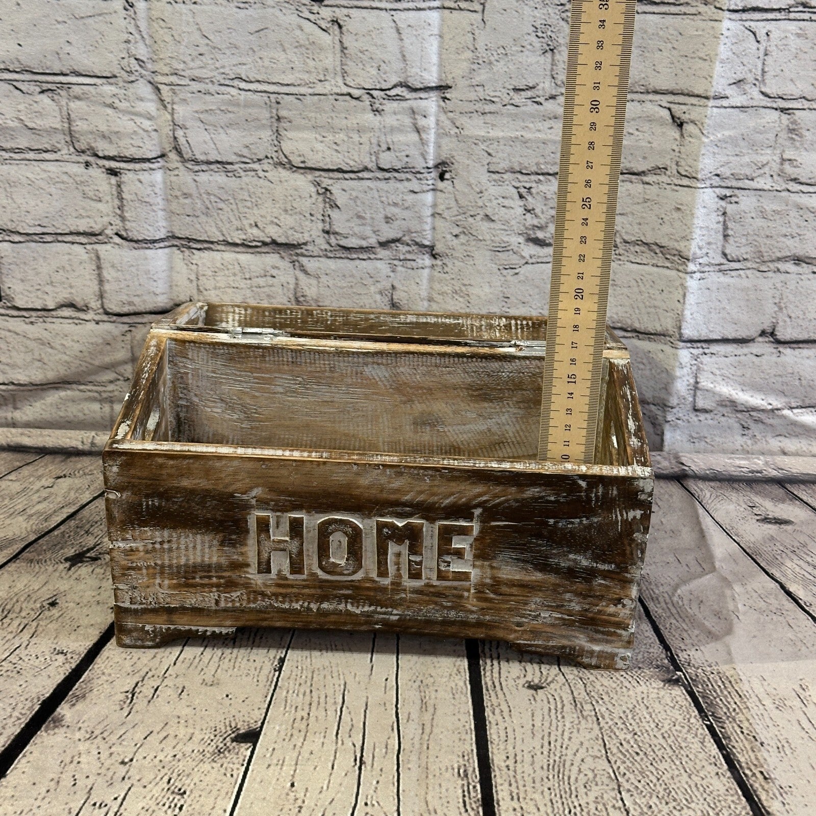 30cm x 20cm x 14cm Brown Home Wood Box Wooden Chest Storage Craft Handles Lid10