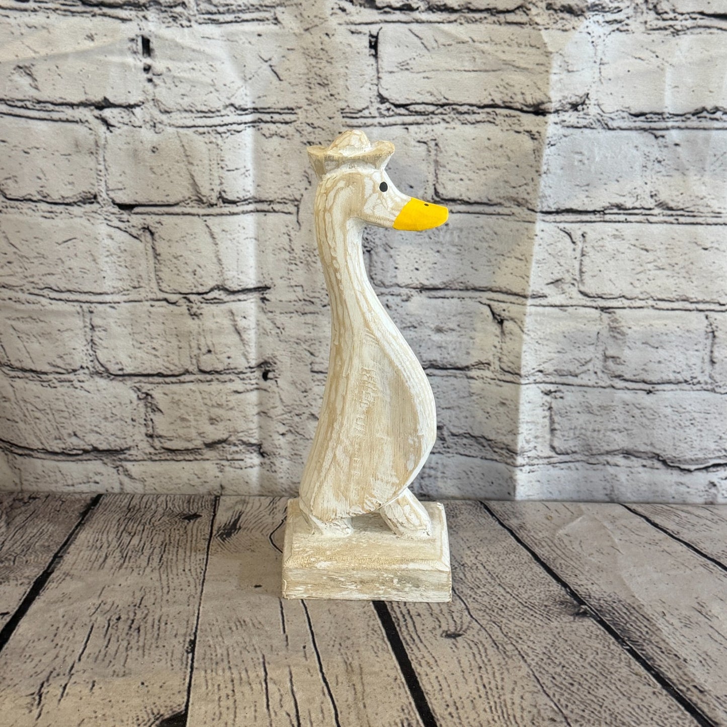 Looking Forward 28cm Tall Wooden White Duckling Baby Duck Shabby Wood Fairtrade3