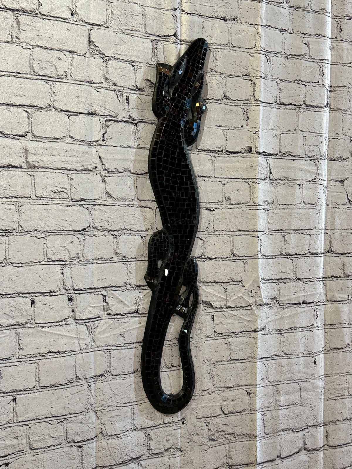 80cm Gecko Purple Mosaic Wall Hanging Wooden Ornaments Wood Carving0